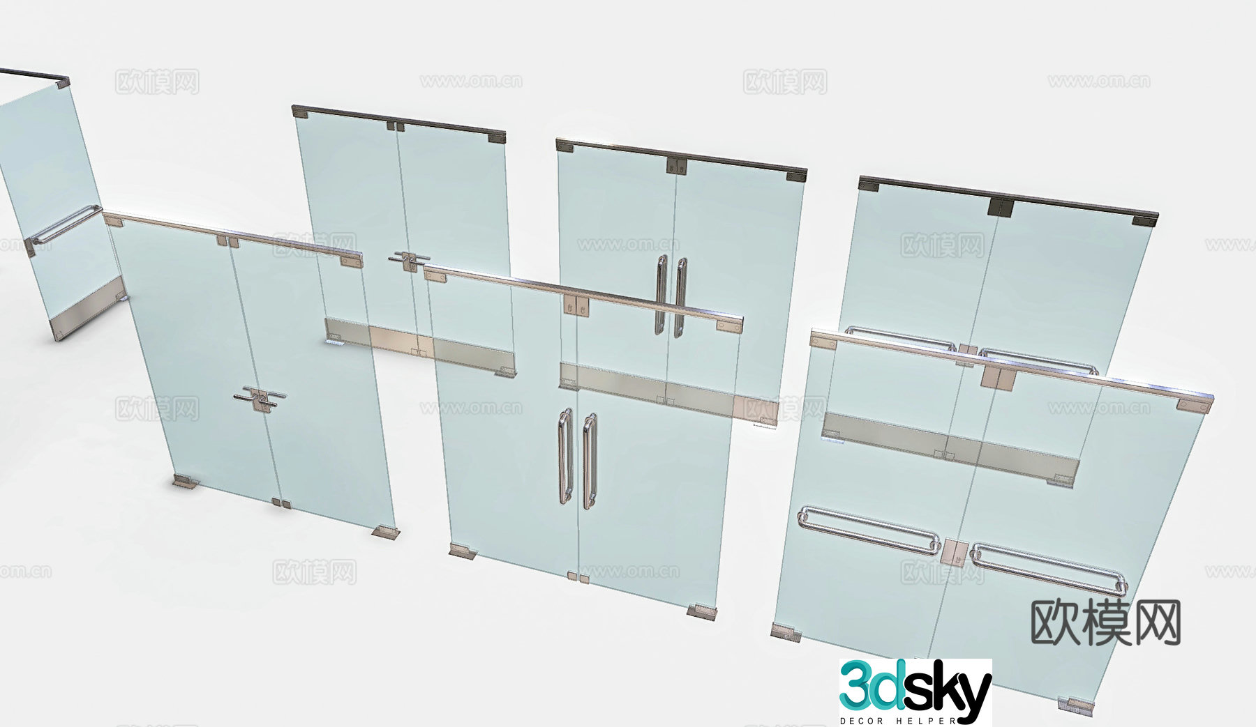 Modern glass door Office single-open glass door Glass single-open door Shower room glass door Office 3D model