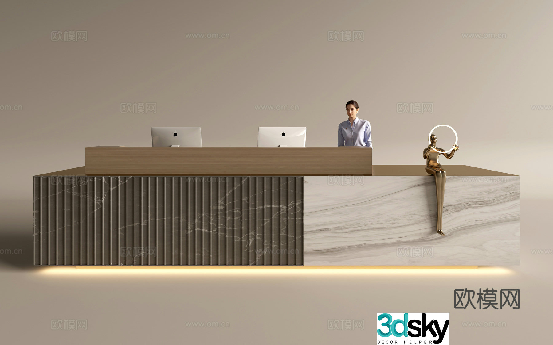 Modern company front desk reception area bar reception desk service desk 3d model