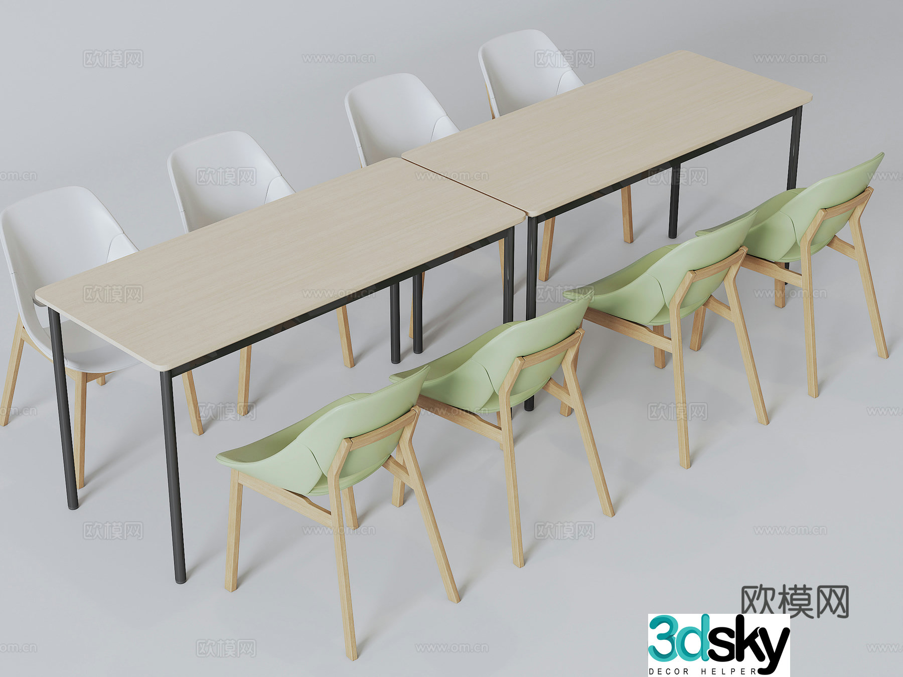 Canteen table and chair combination 3D model