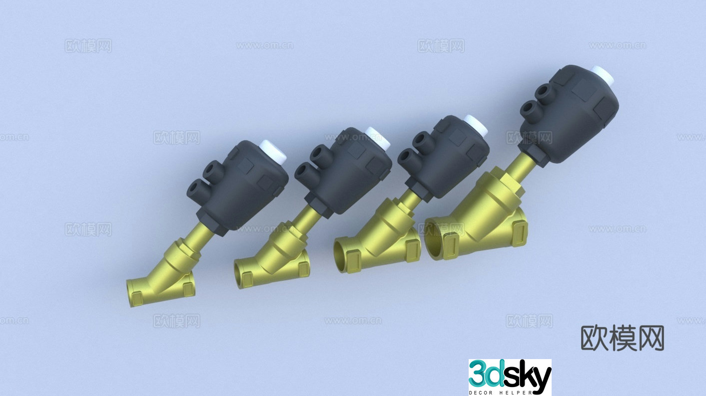 A set of pneumatic solenoid valves two-way pneumatic solenoid valves valves gate valves switches pipeline valves 3D model