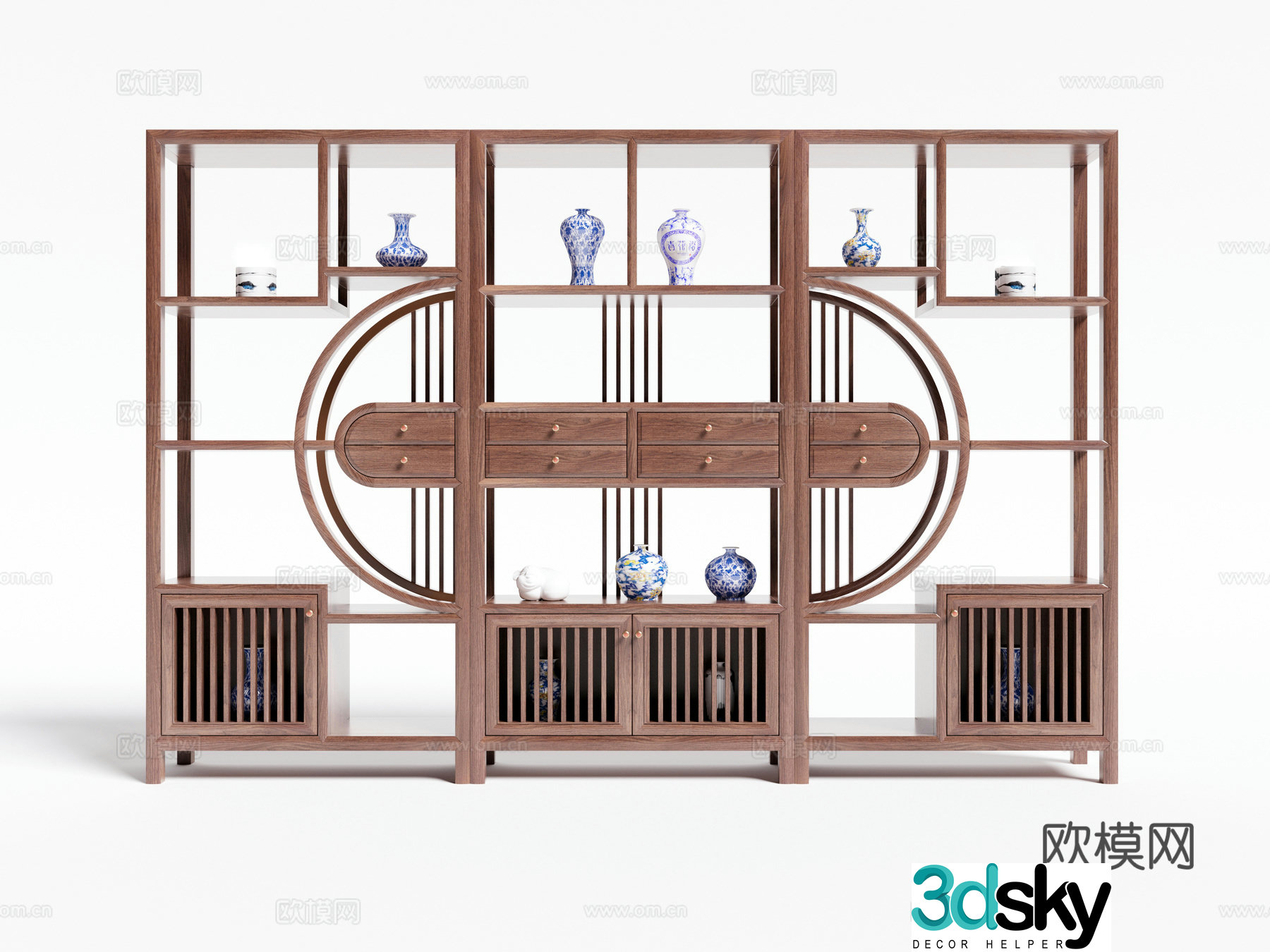 New Chinese style antique shelf decorative cabinet 3D model
