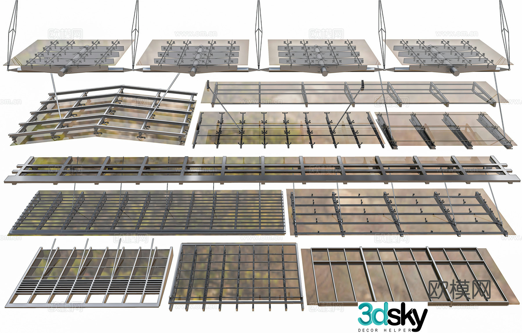 Modern glass canopy steel structure canopy store door canopy aluminum alloy canopy steel structure 3D model