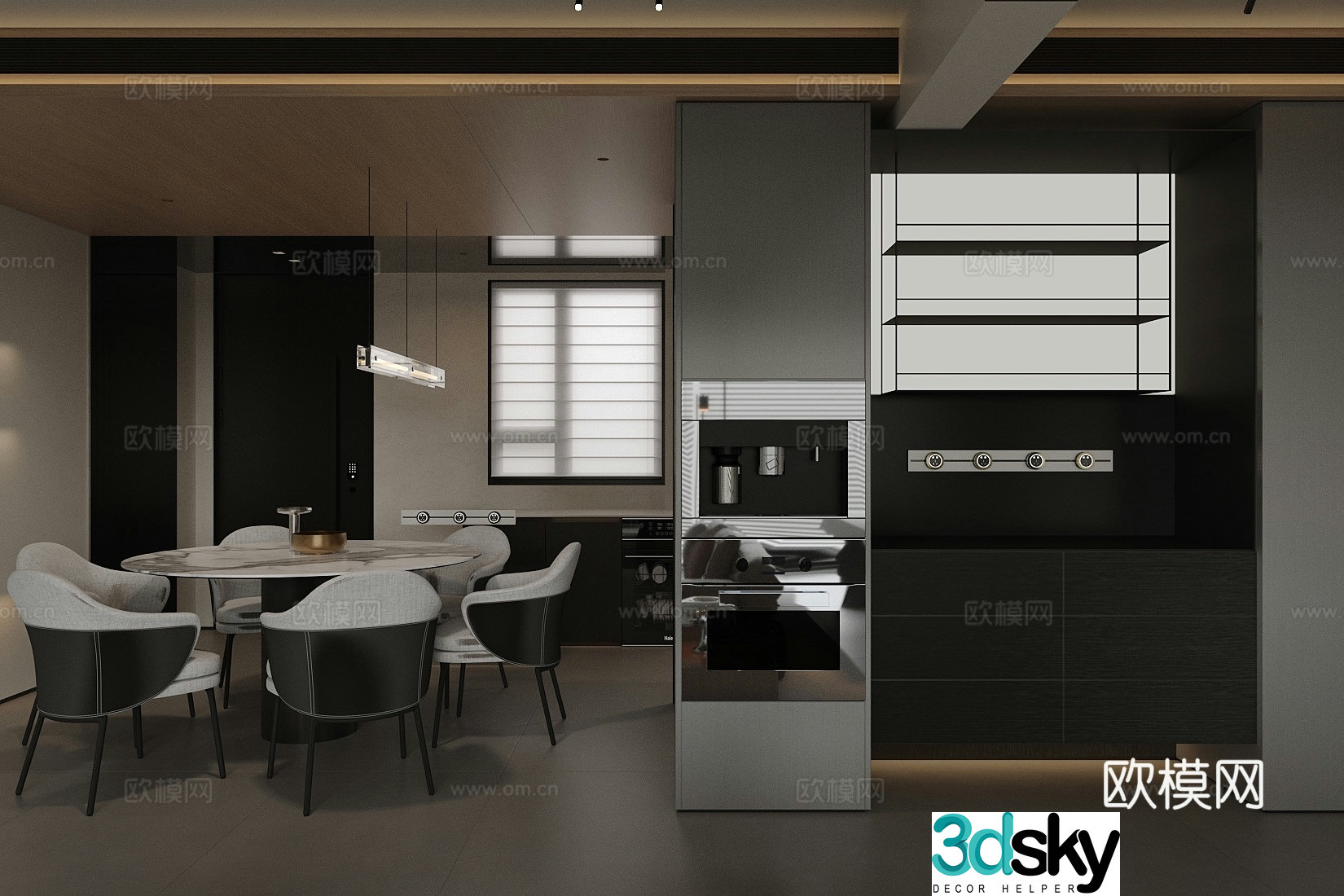 Italian restaurant Home restaurant Dining table and chair combination 3D model
