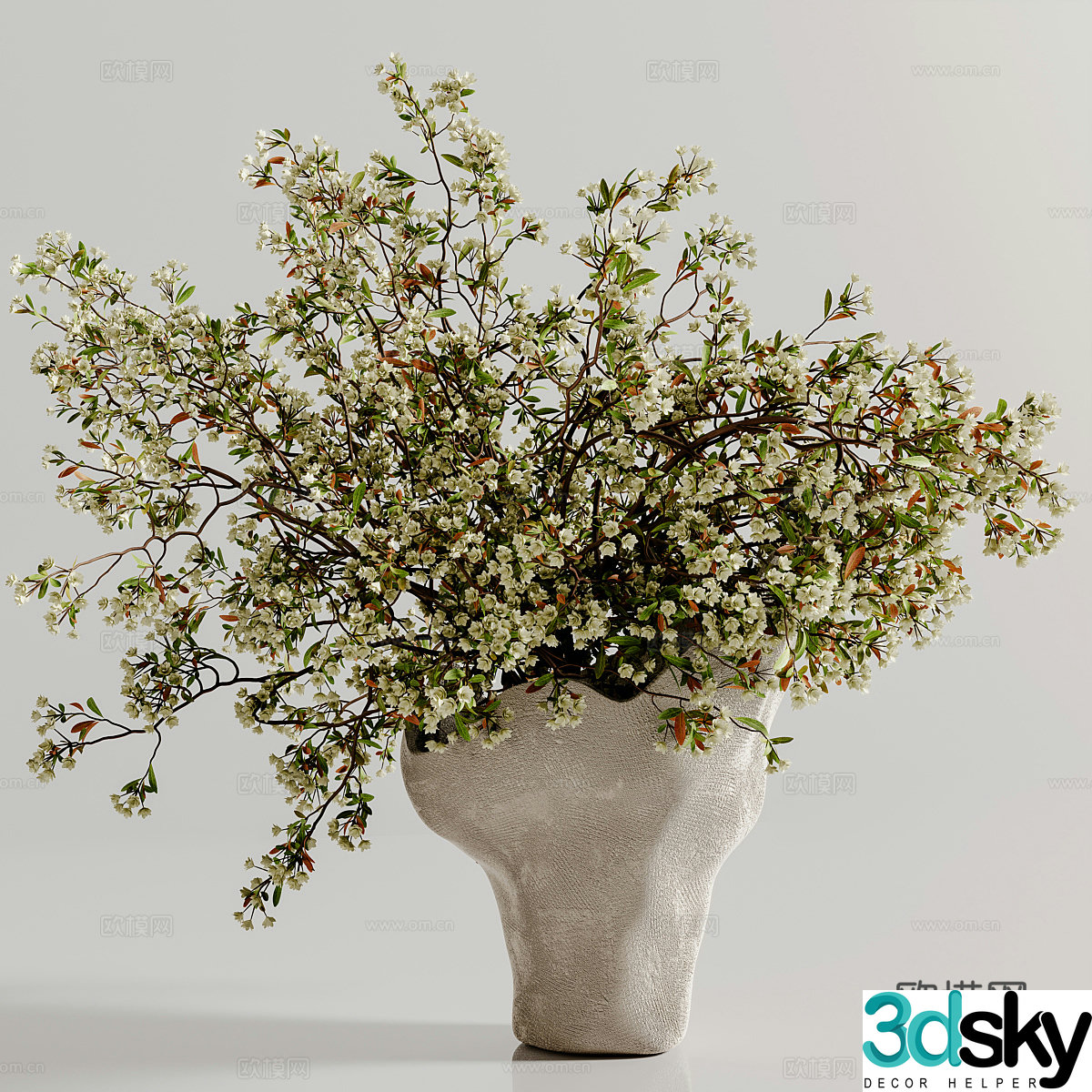 New Chinese style waive vase flower art 3D model