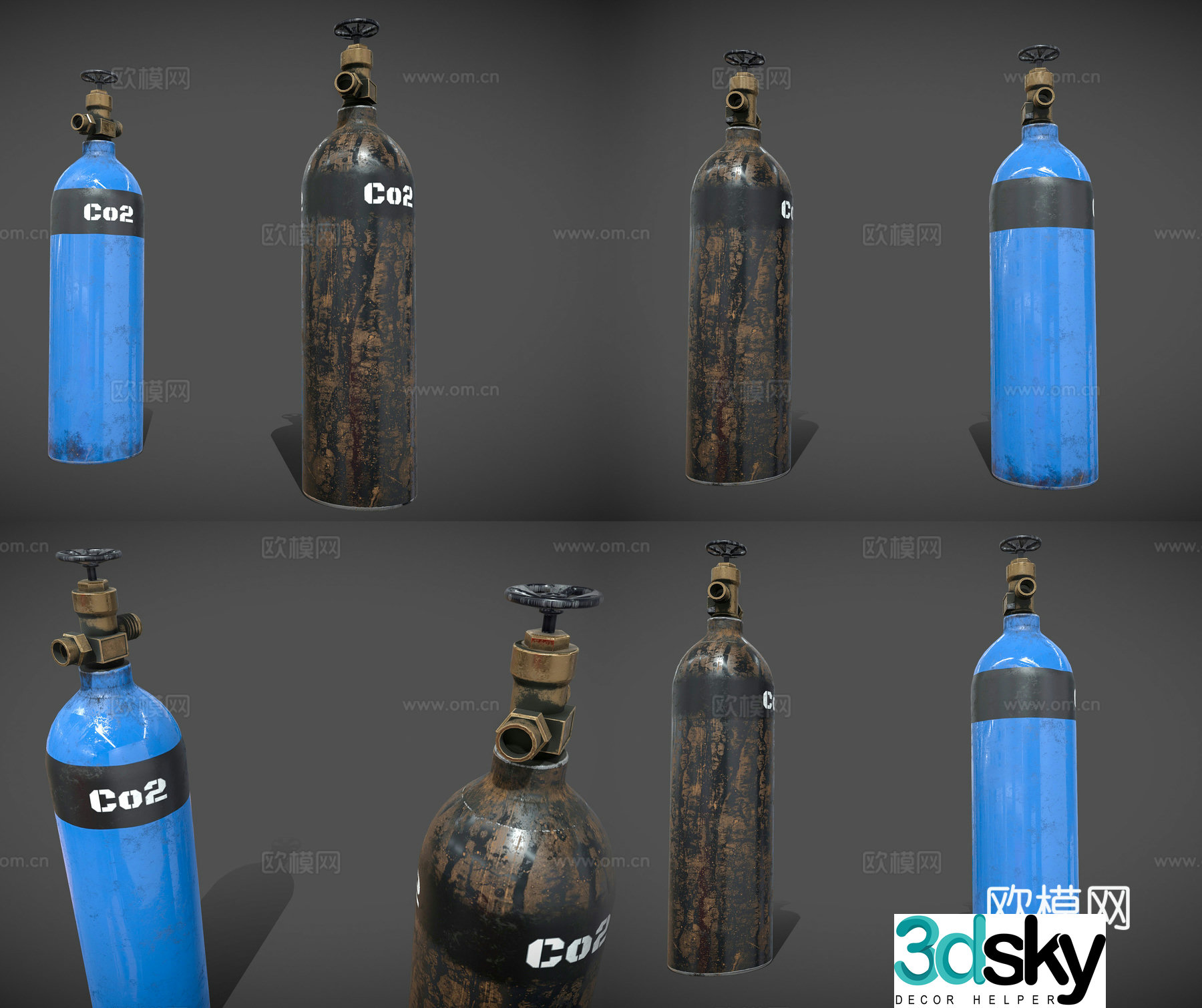 Modern carbon dioxide canister carbon dioxide capsules carbon dioxide CO2 industrial equipment gas 3D model