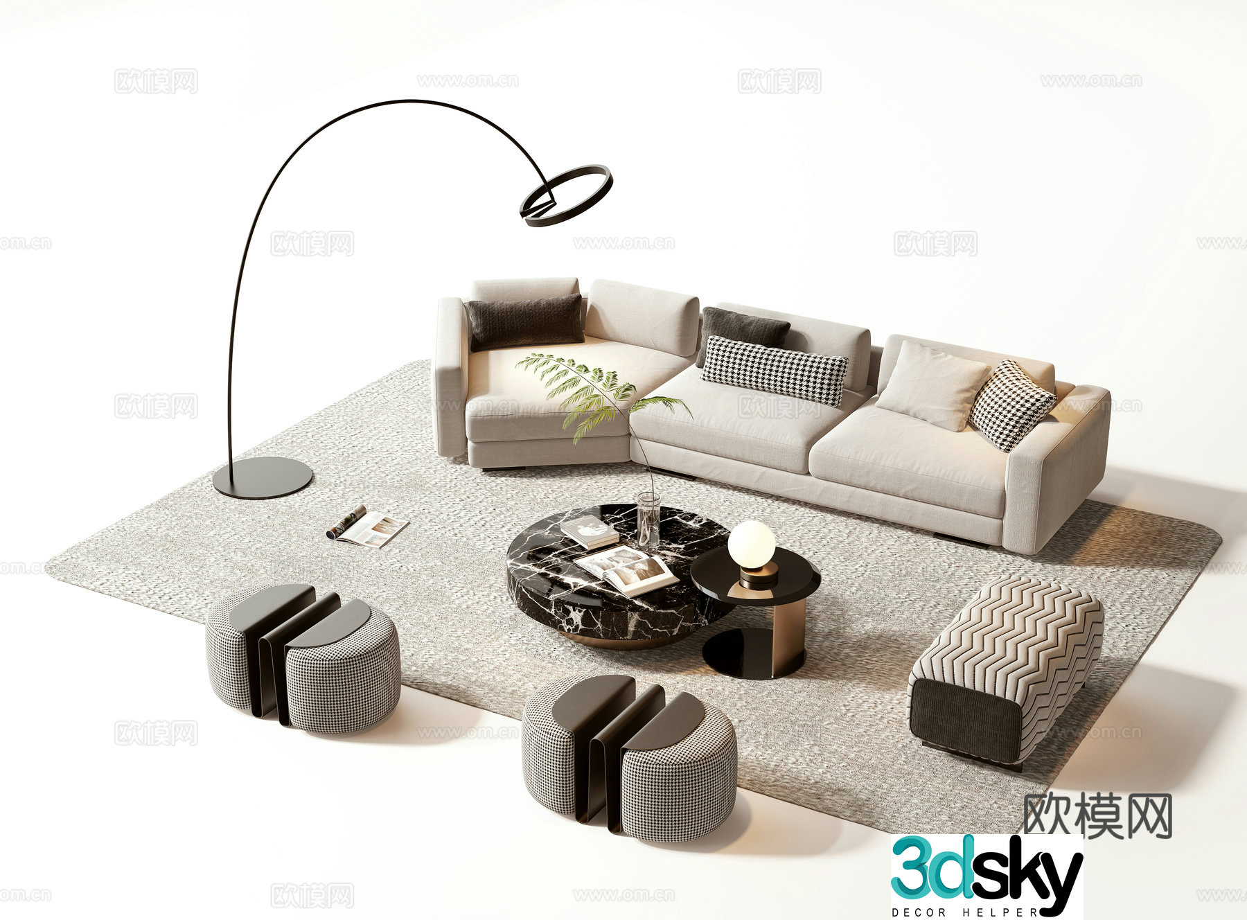 Modern sofa coffee table set 3d model