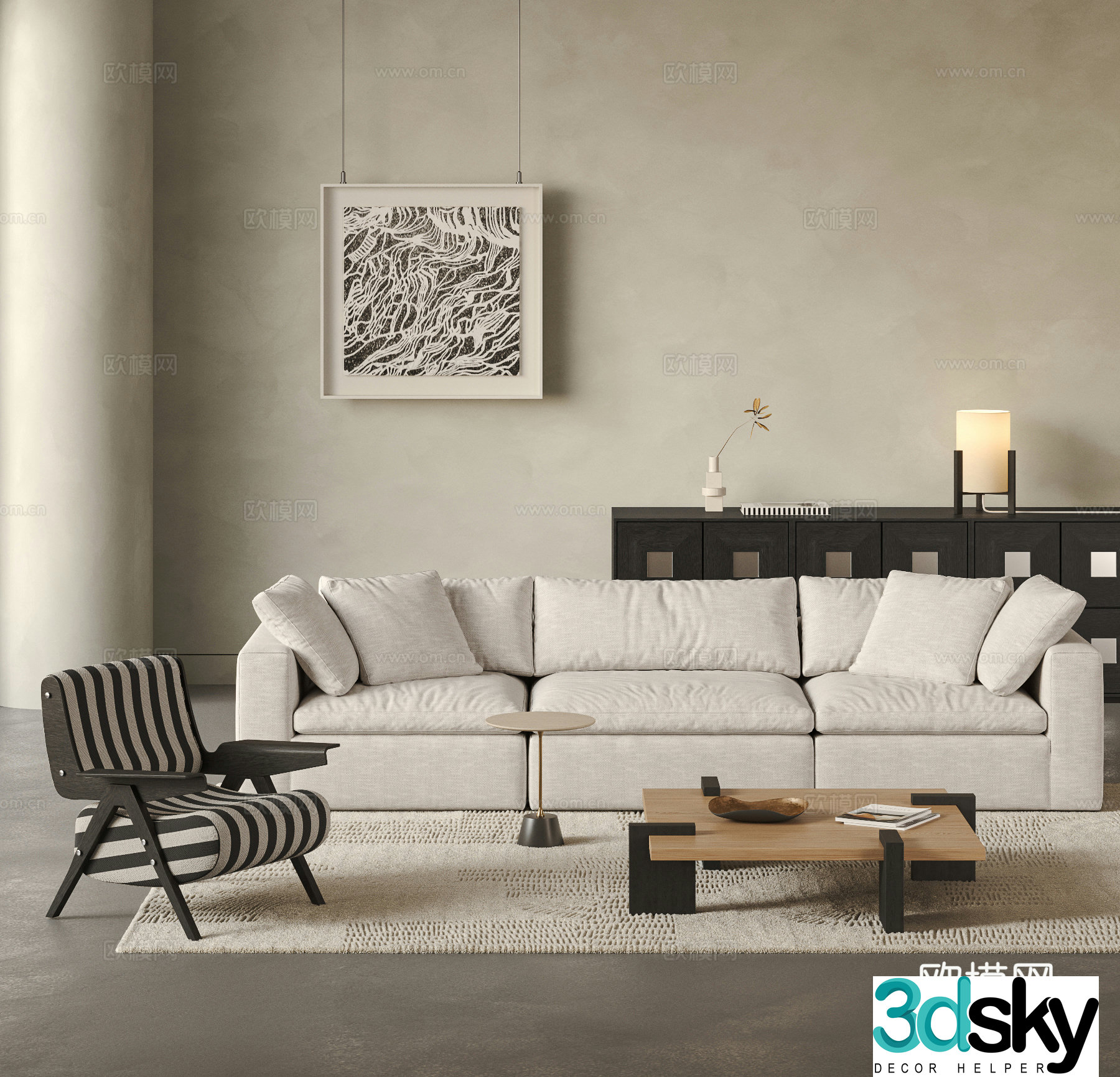 Norhor Nordic sofa coffee table combination Wasabi sofa Linen fabric sofa 3D model