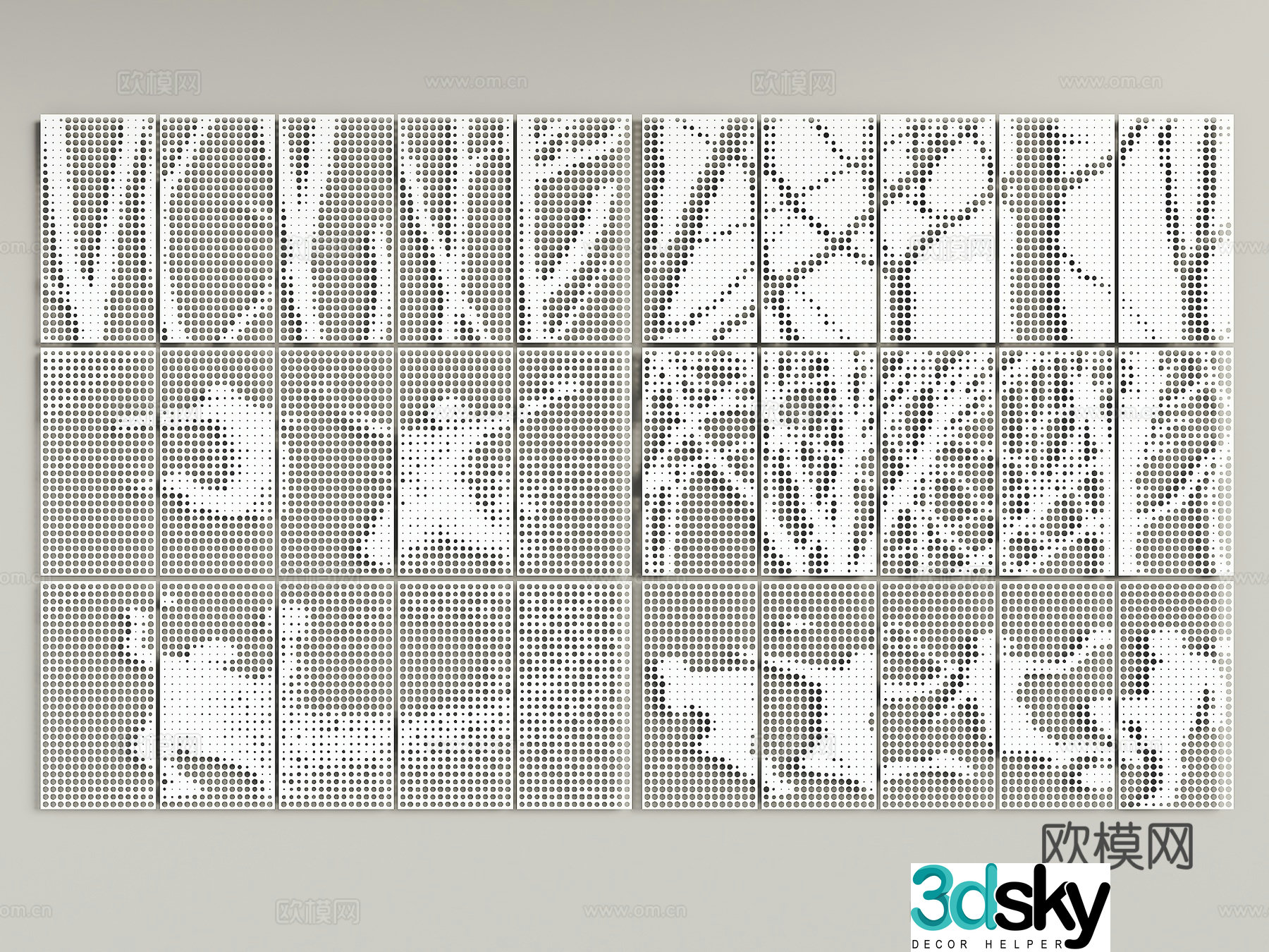 Woods gradient orifice plate Random gradient orifice plate Sports orifice plate Basketball court background wall Perforated wall 3d model