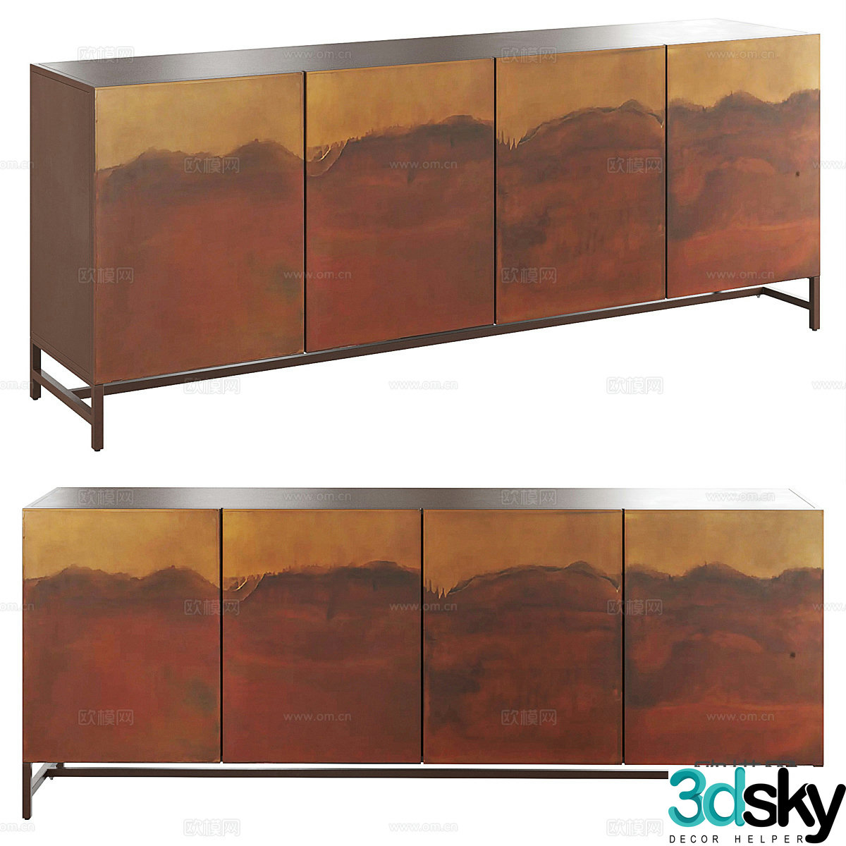New Chinese style light luxury TV cabinet side cabinet 3D model