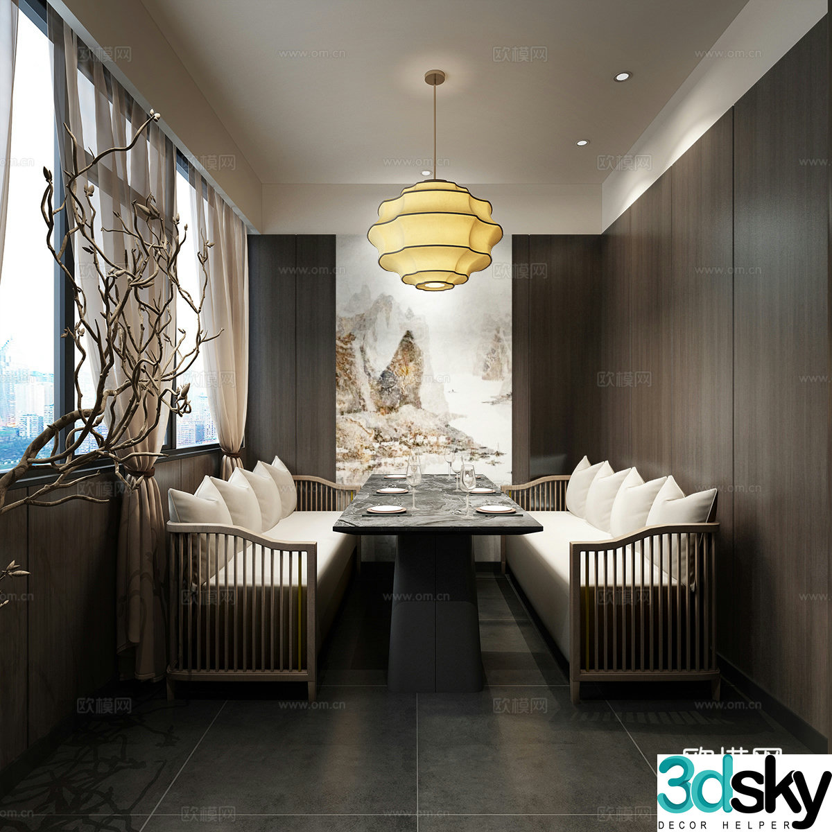 New Chinese restaurant private room 3D model