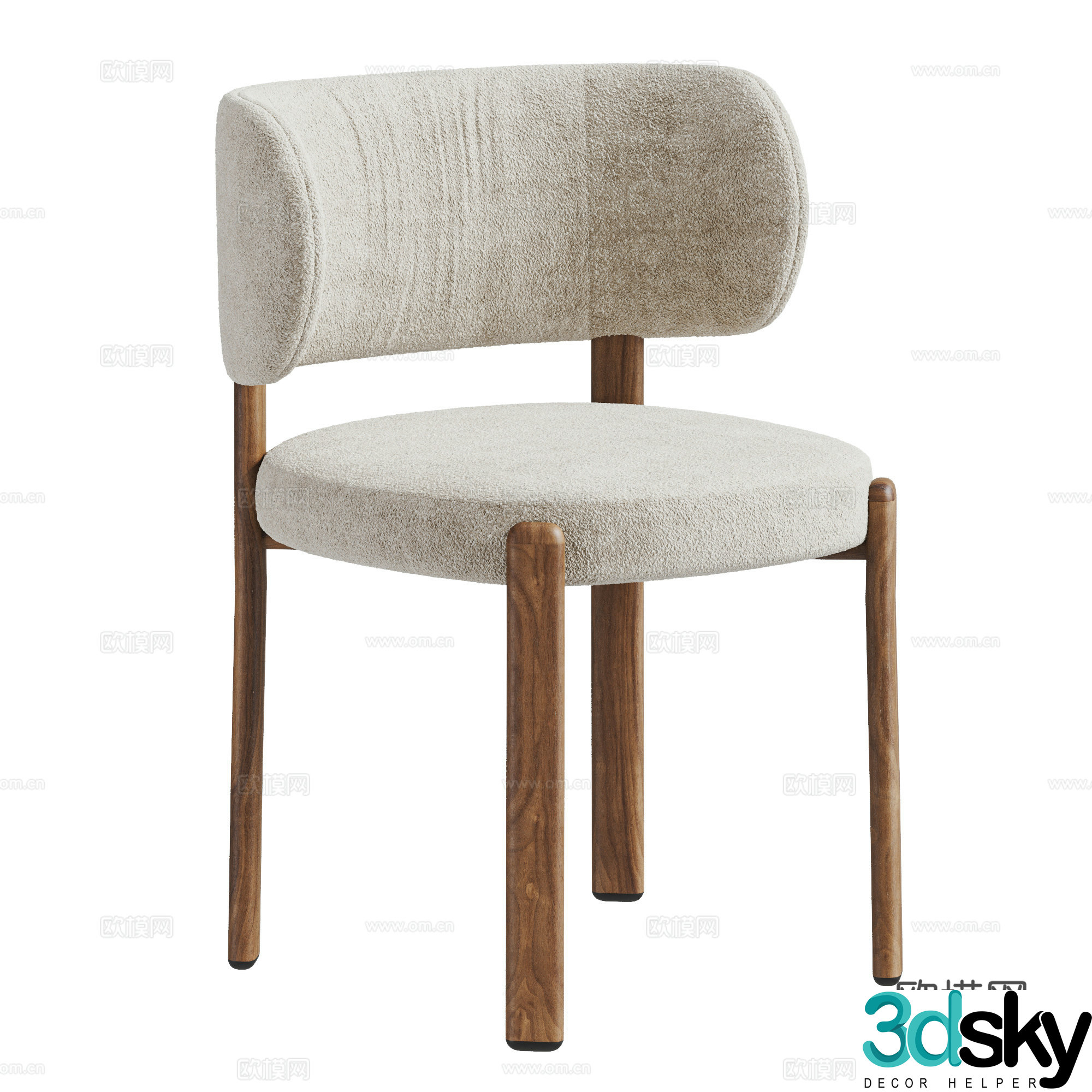 Medium-old dining chair combination 3D model