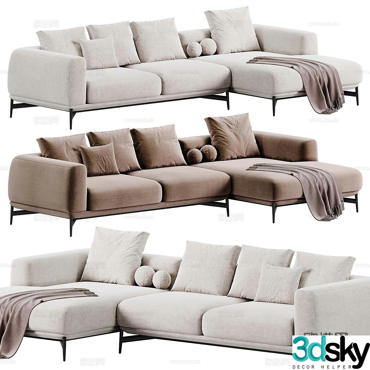 Modern Bonsai corner sofa 3d model