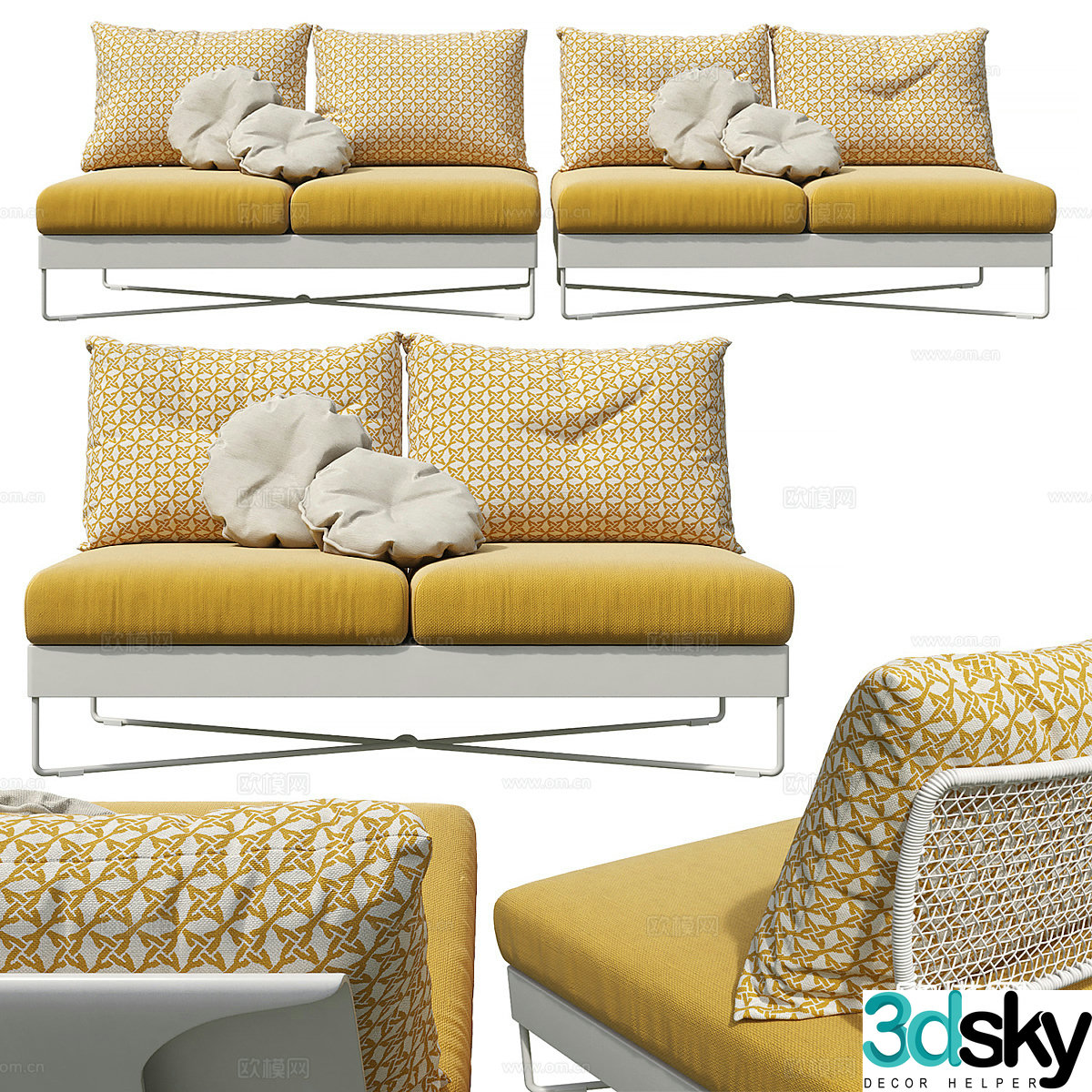 Modern Nordic double fabric casual sofa 3d model