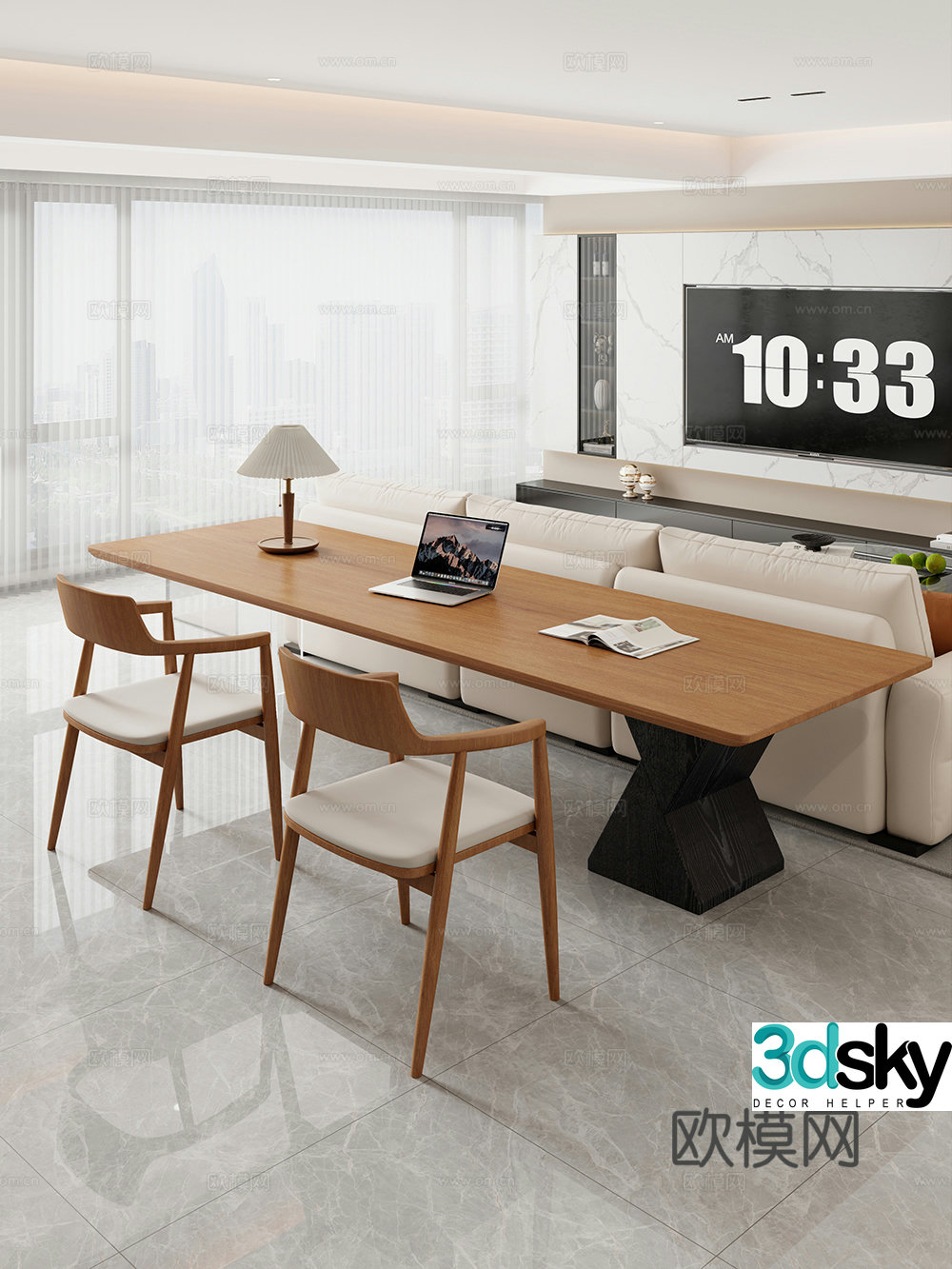 Current horizontal hall table tea table big table desk computer desk simple desk 3D model