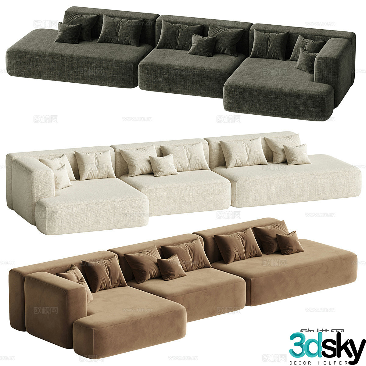 Modern Italian fabric combination sofa 3D model