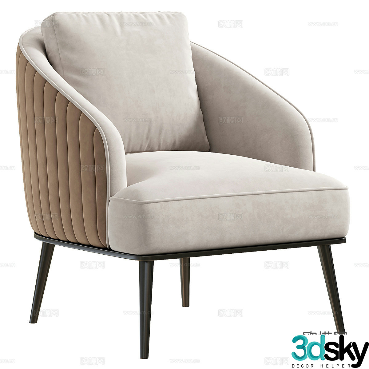 New Chinese style light luxury SHELBY armchair 3d model