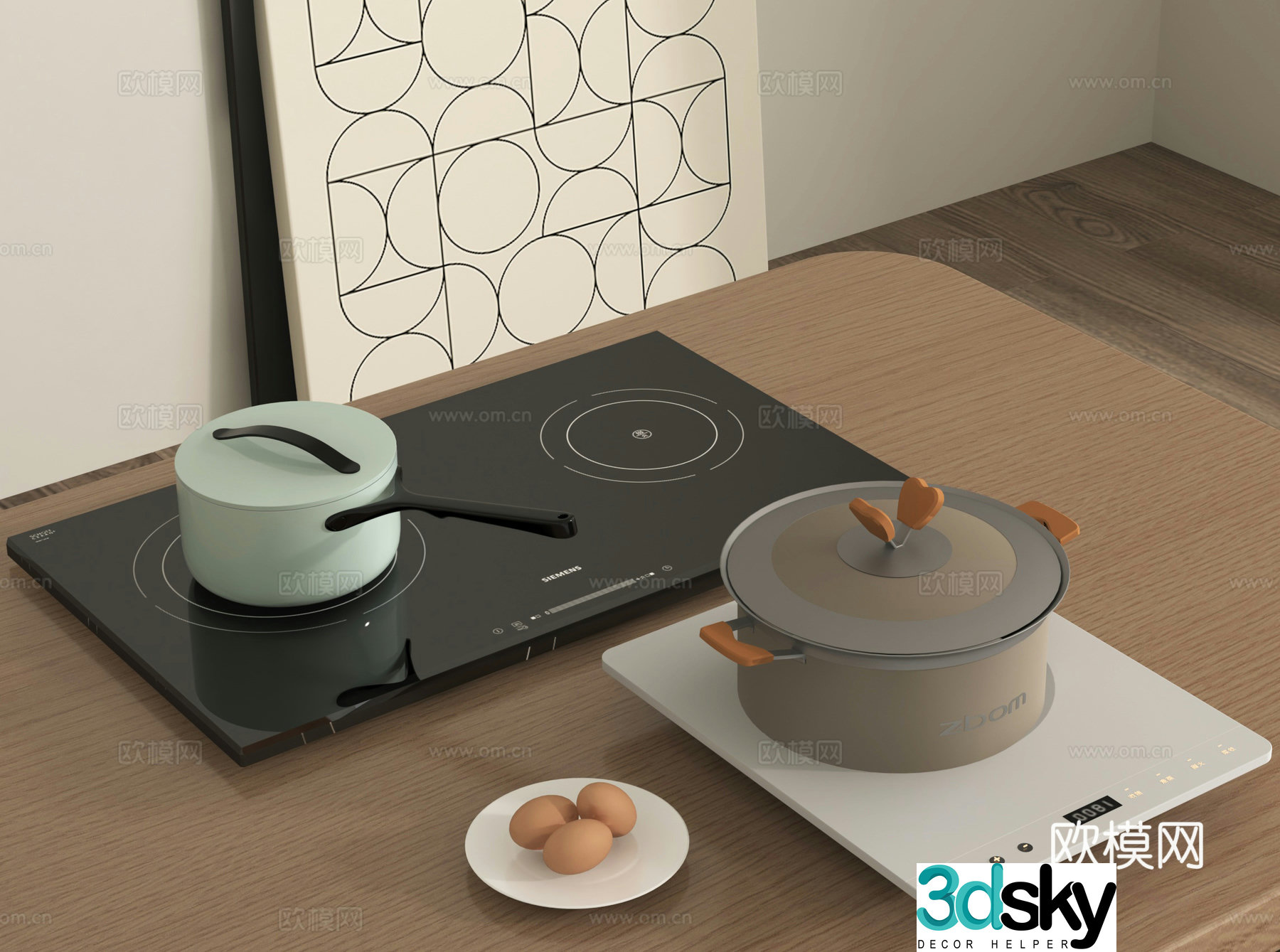 Induction cooker double induction cooker milk cooker soup cooker 3D model