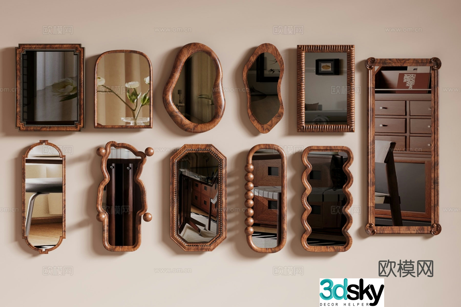 French medieval mirror combination 3D model