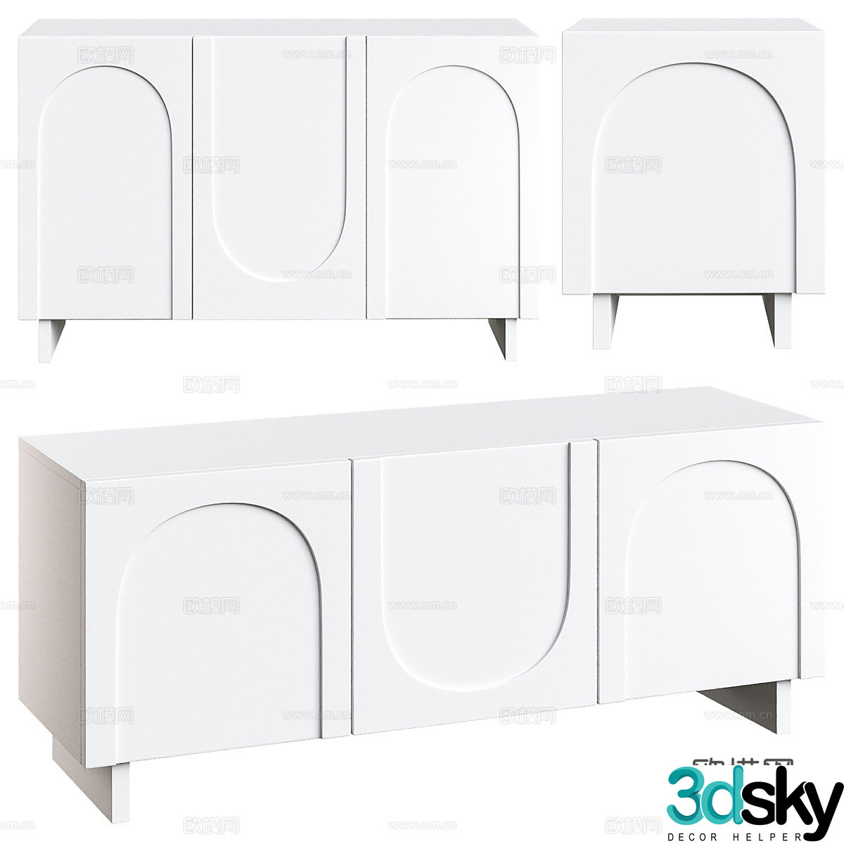 Modern creamy air TV cabinet 3d model