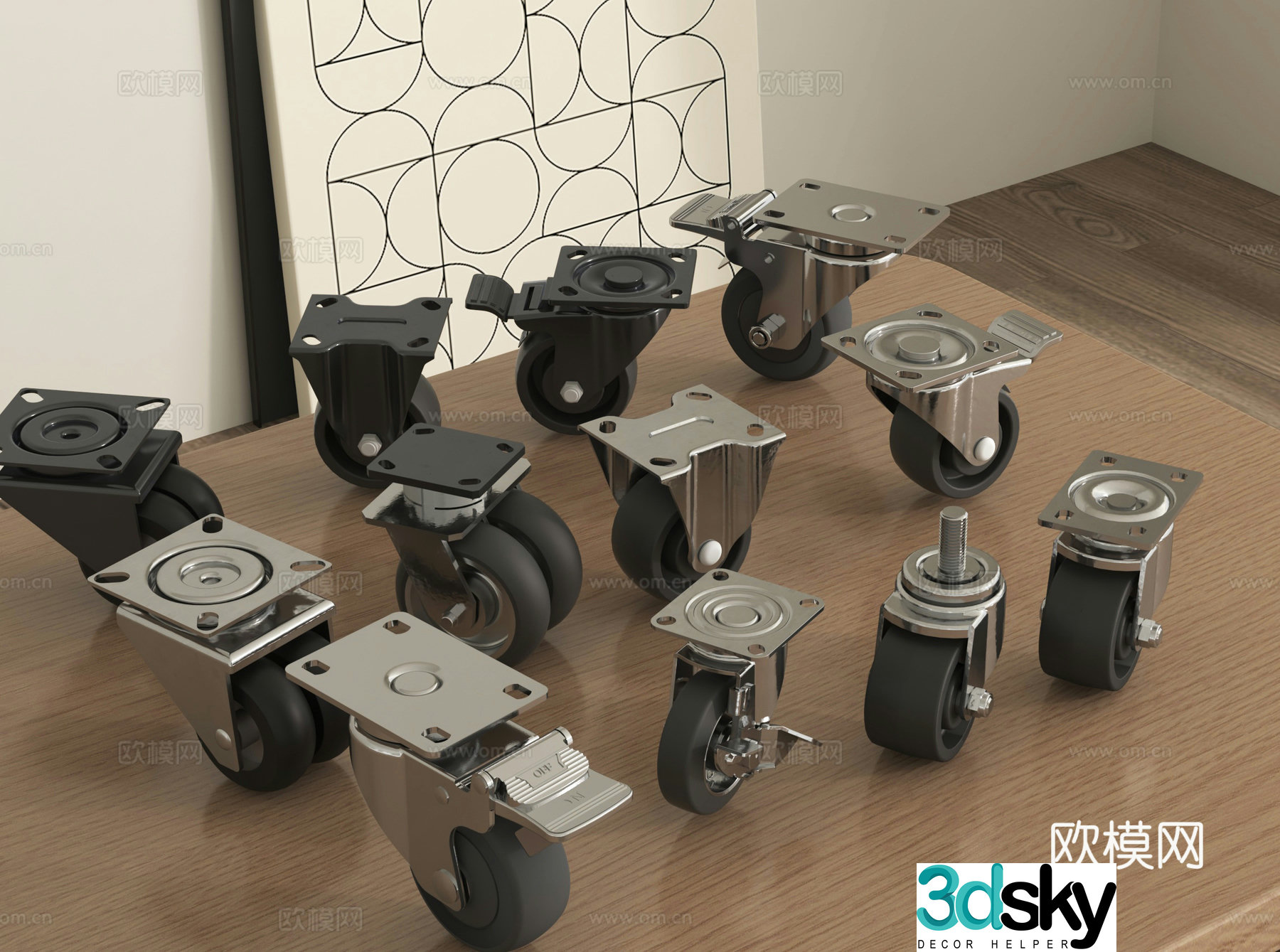 Wheel Universal Wheel Pulloff Caster 3D Model