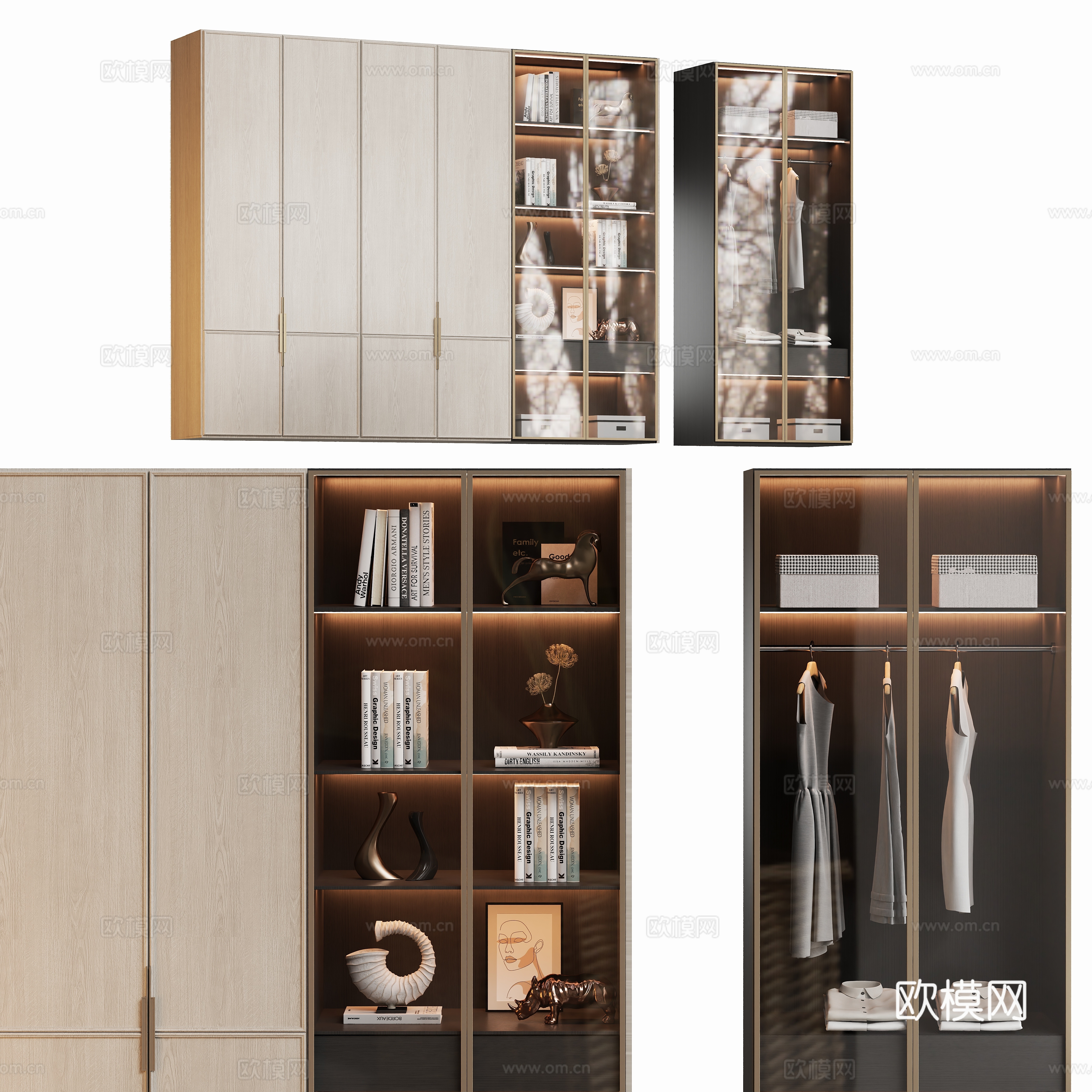 Modern glass wardrobe clothes 3d model