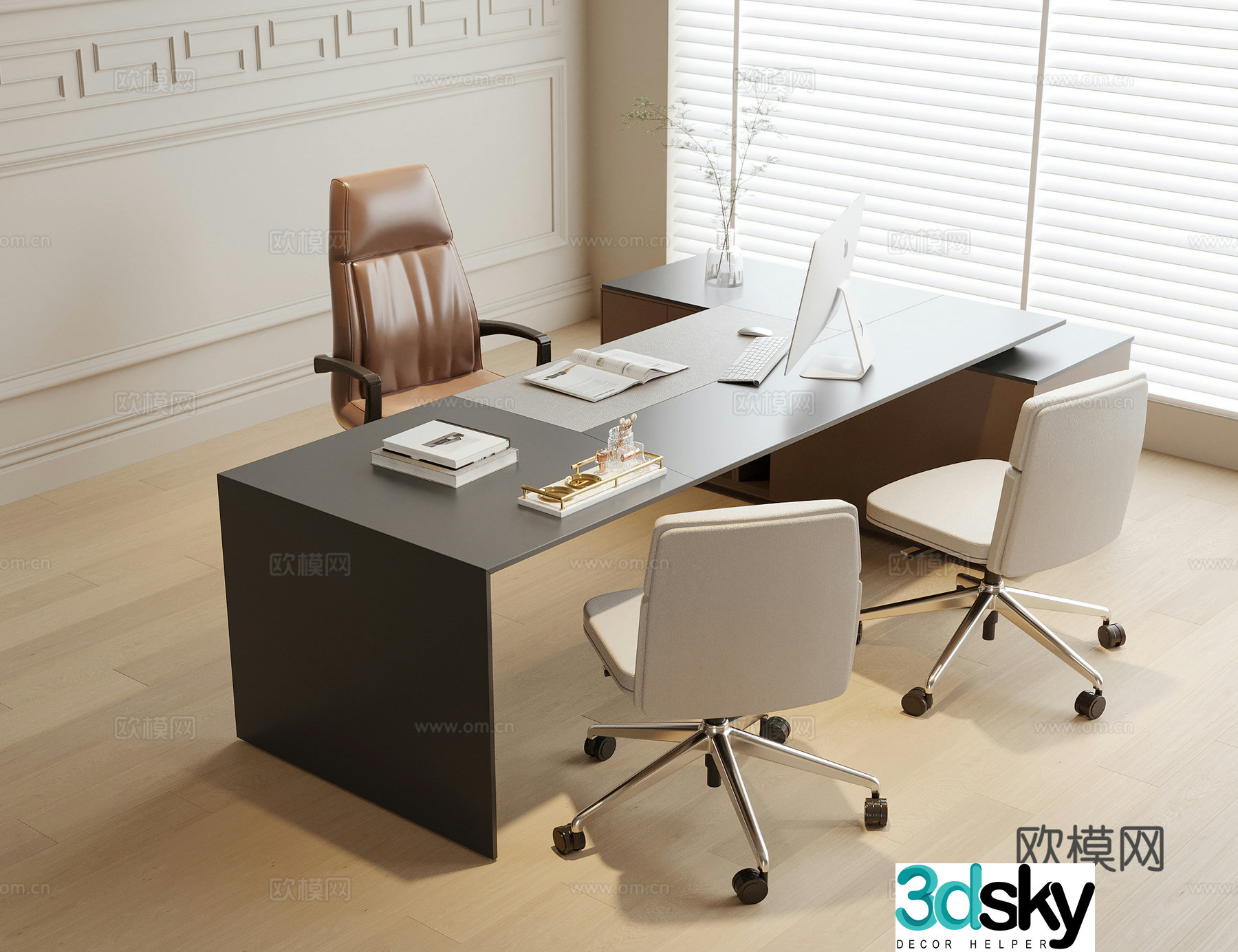 Modern boss office desk chair chair desk desk office chair 3d model
