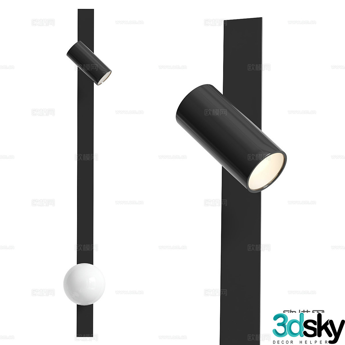 Modern Italian minimalist long wall lamp 3D model