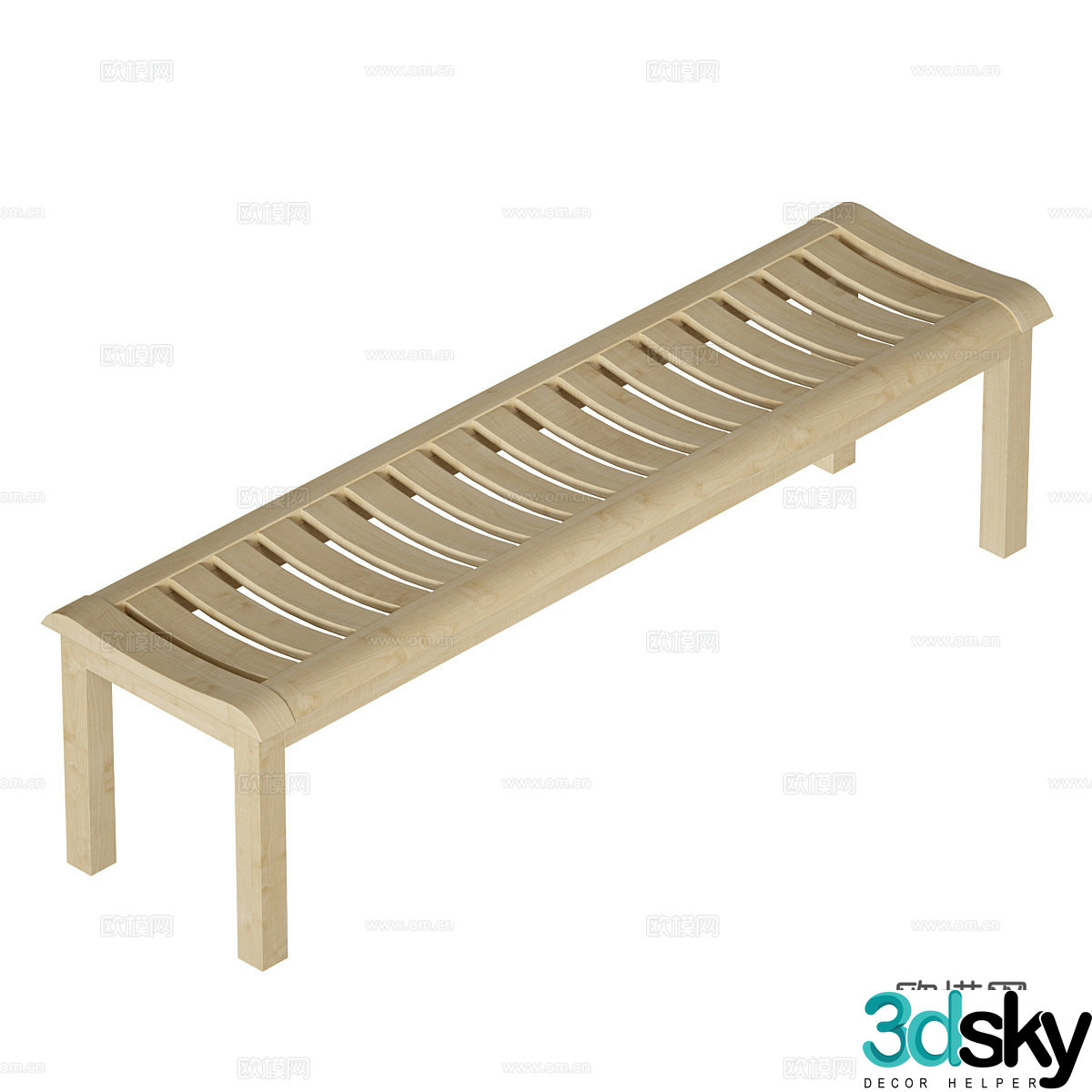 New Chinese style log bench 3D model