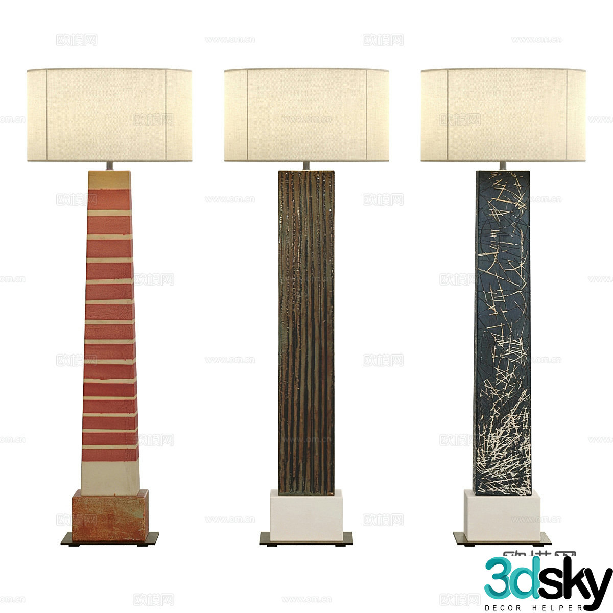 New Chinese style light luxury floor lamp 3D model