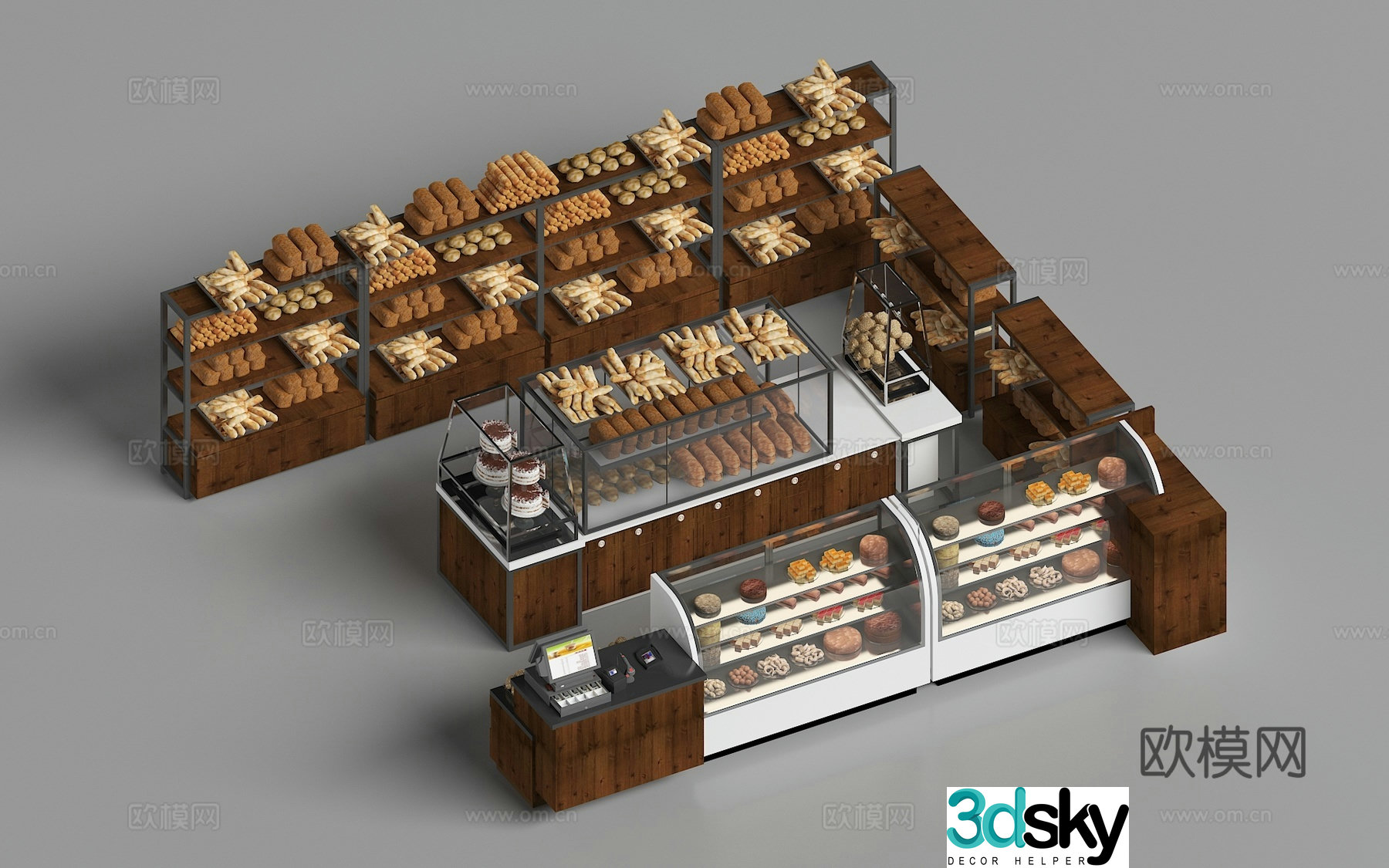 Cake refrigerator bakery equipment cake bread display cabinet 3d model
