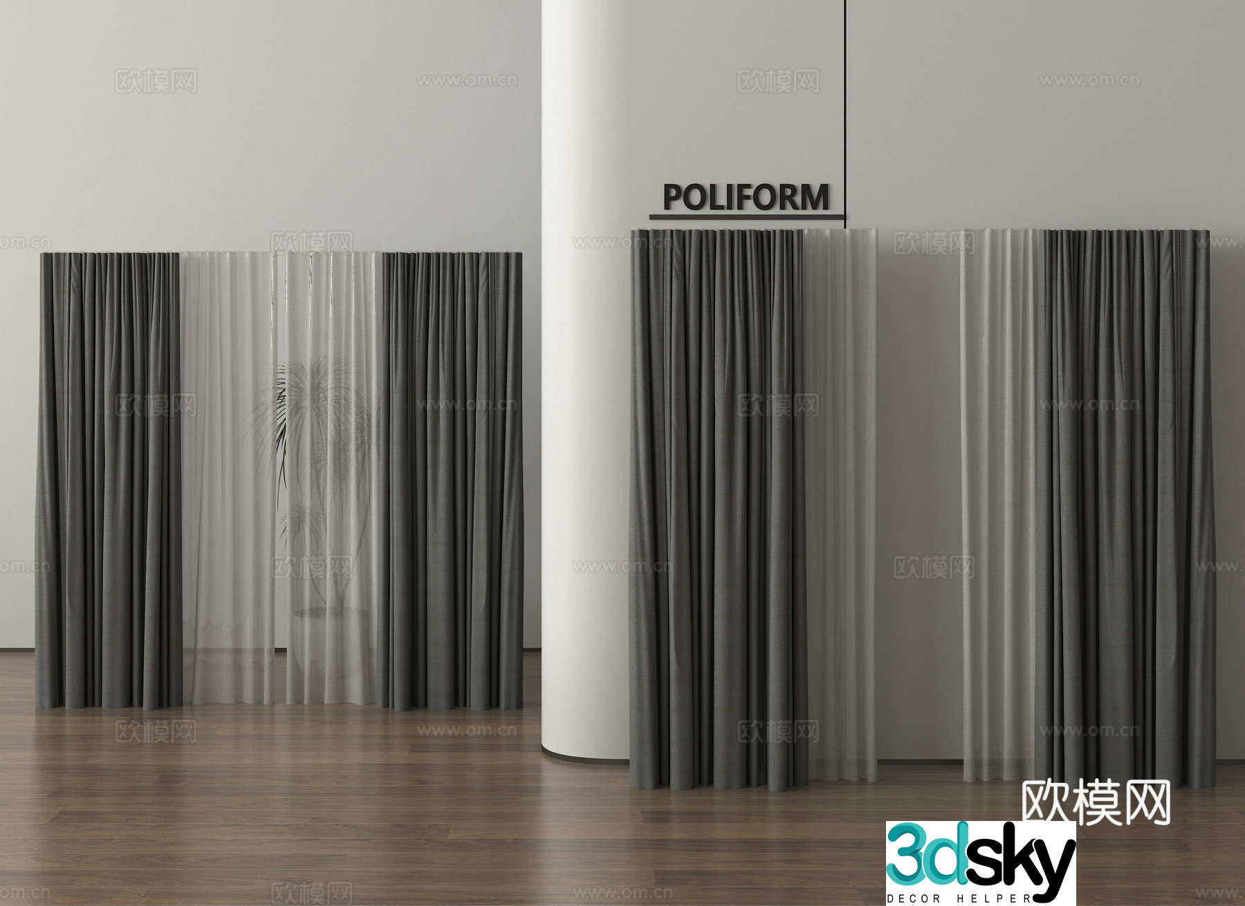 Curtains Cloth Curtains Gauze 3D Model