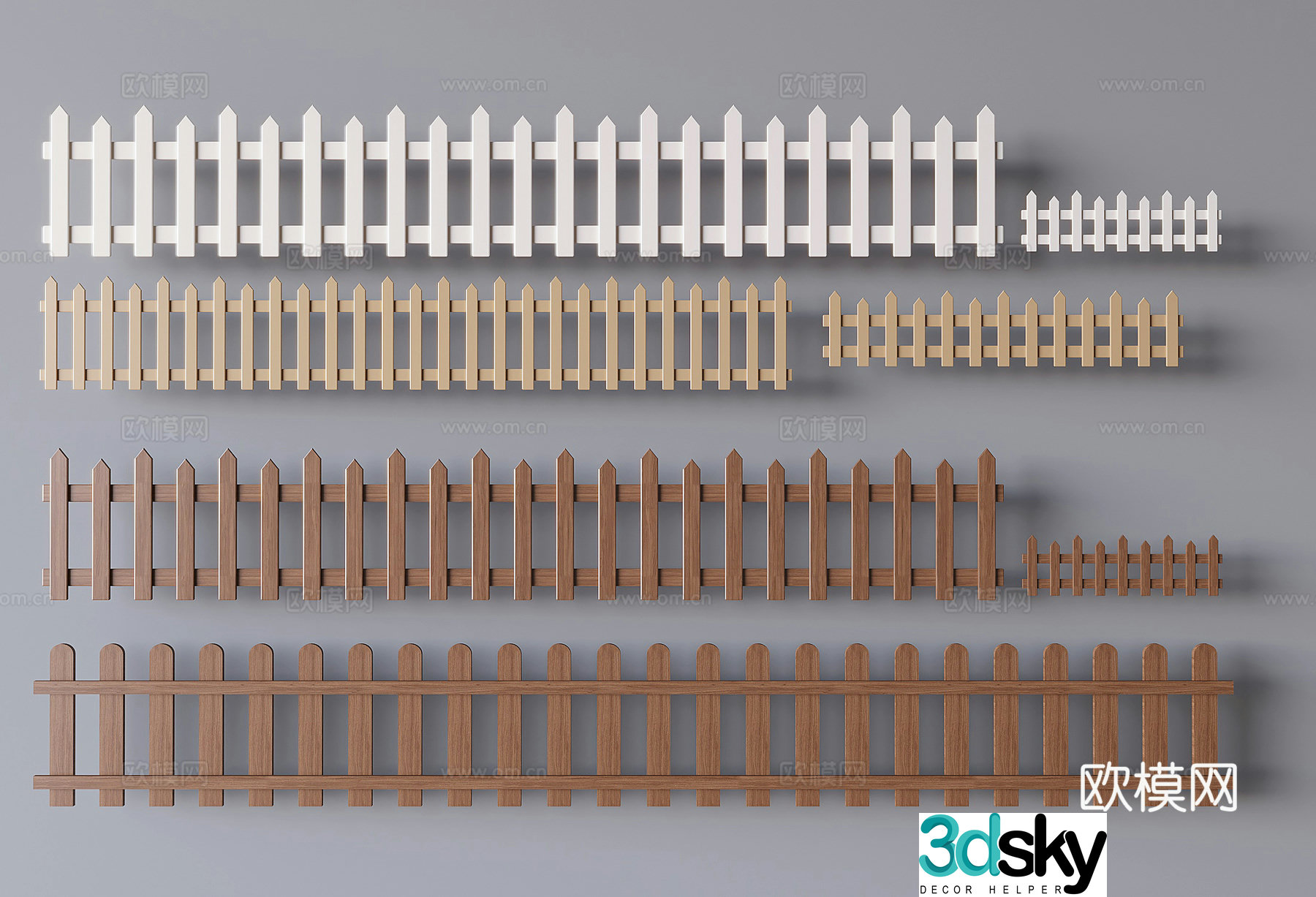 Medium style fence fence wooden fence guardrail garden wooden fence fence 3d model