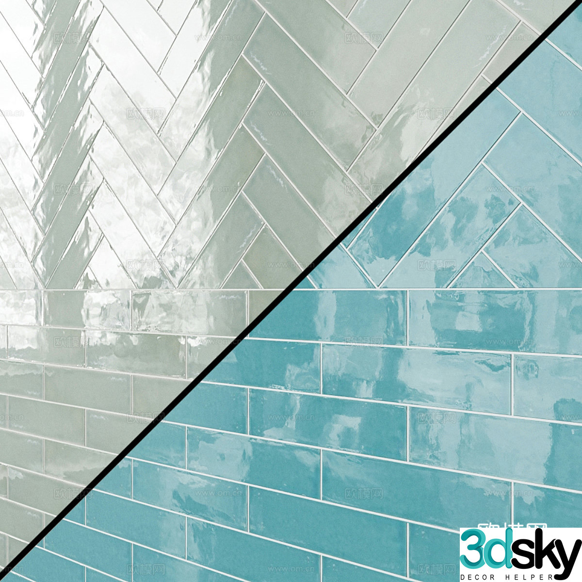 Colorful glazed tiles 3d model