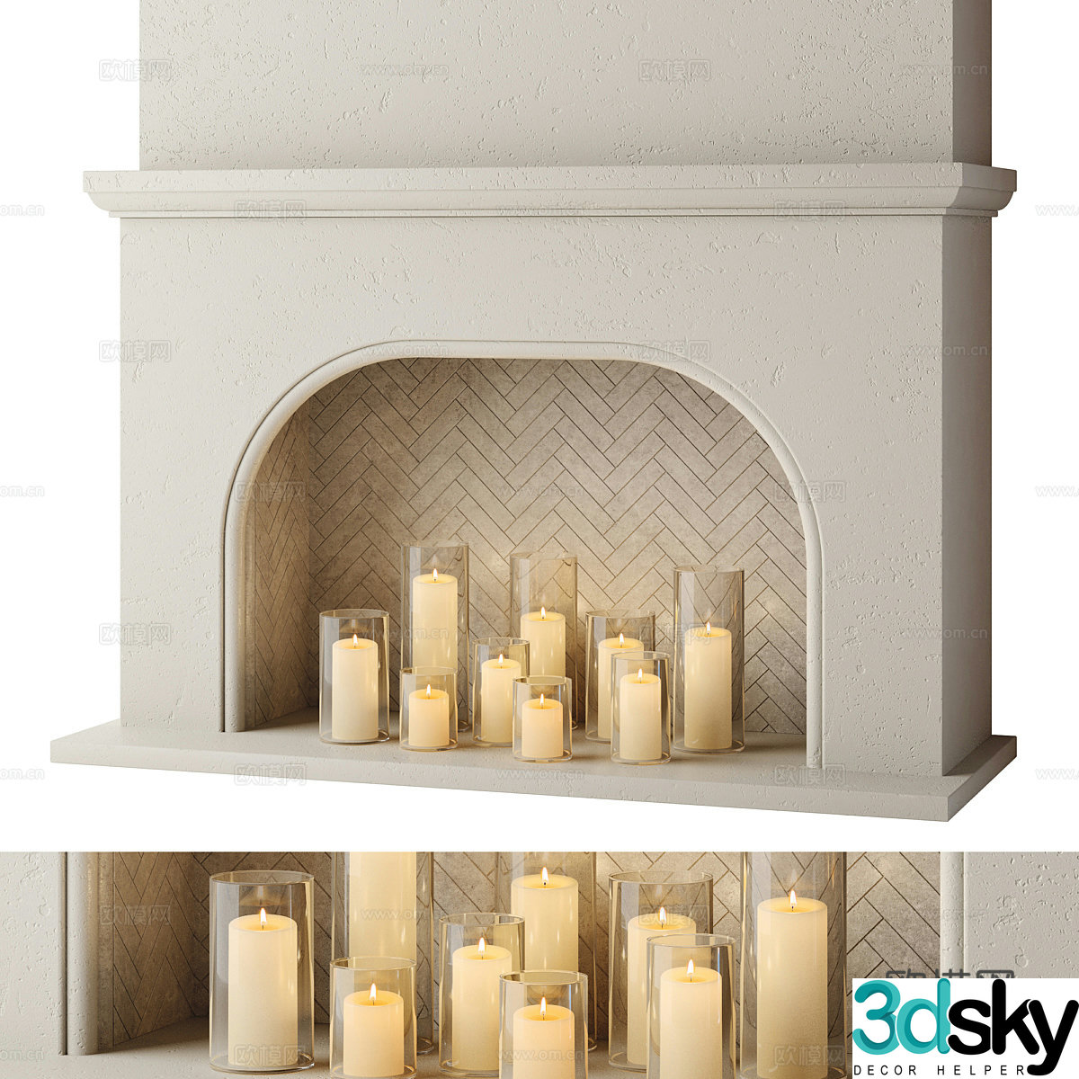 Wasabi fireplace candle 3d model