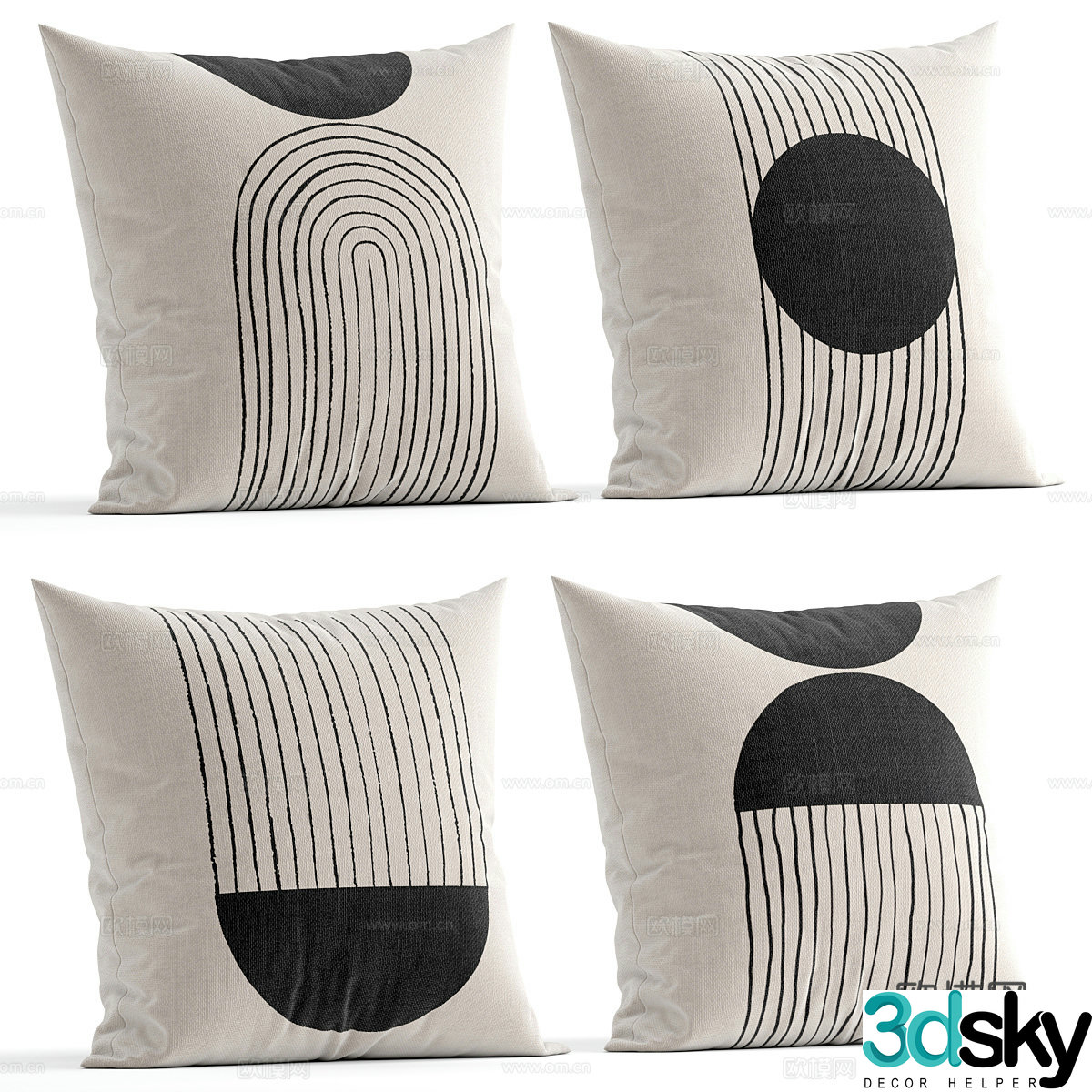 New Chinese style pillow 3D model