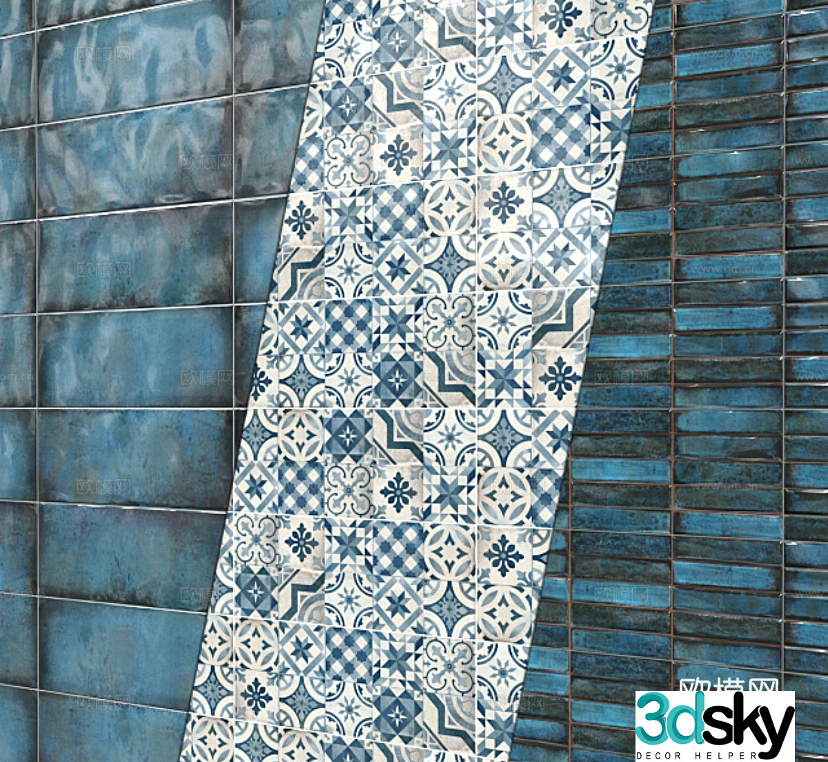 Retro wall tiles parquet tiles antique tiles bathroom tiles 3D model