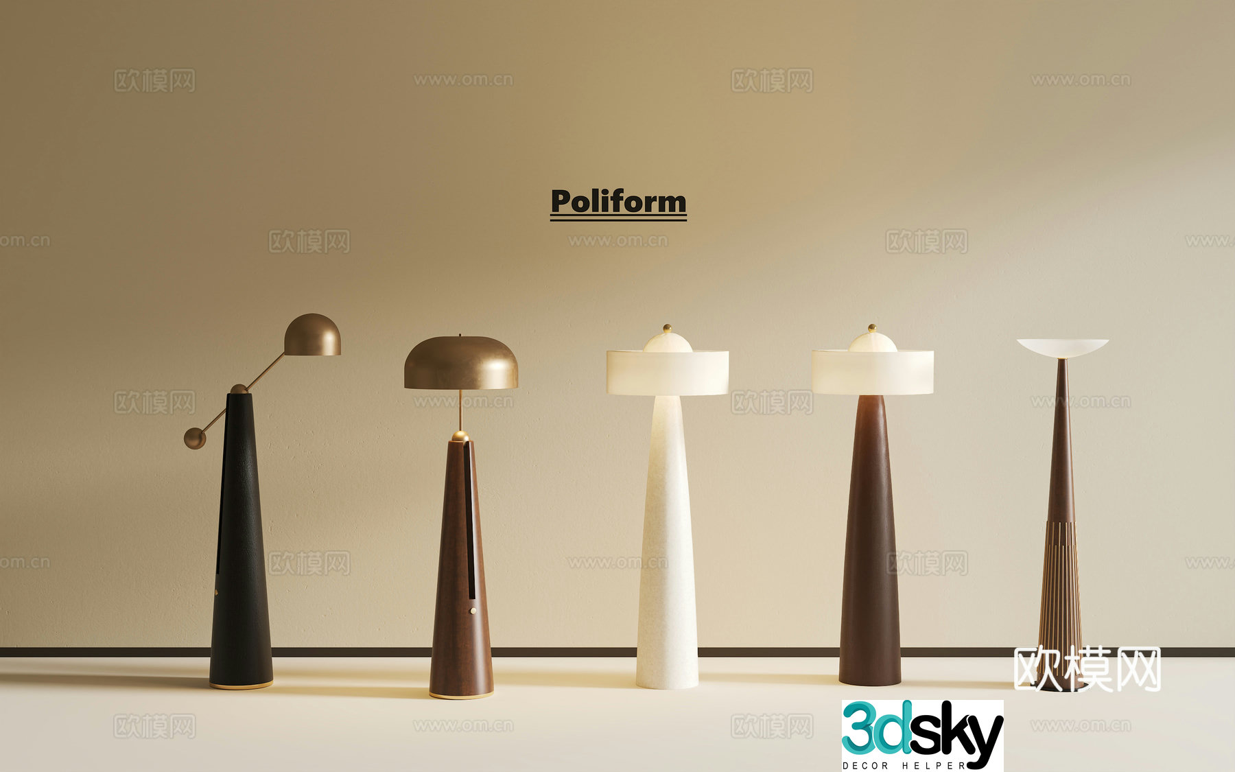 Medium retro floor lamp Simple floor lamp French retro floor lamp 3D model