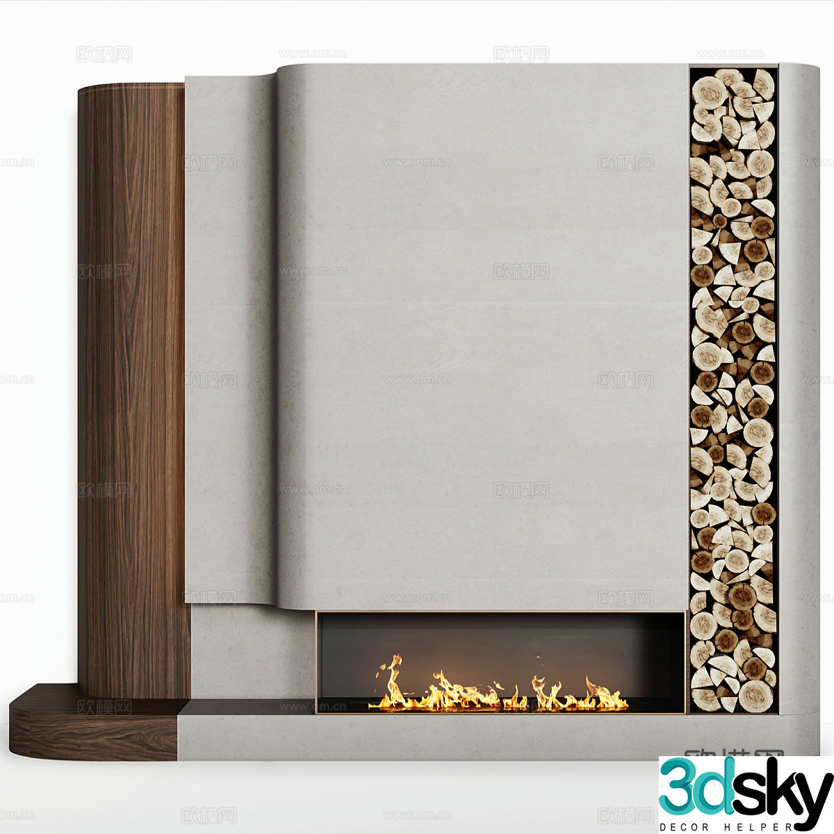 Modern Italian fireplace 3d model
