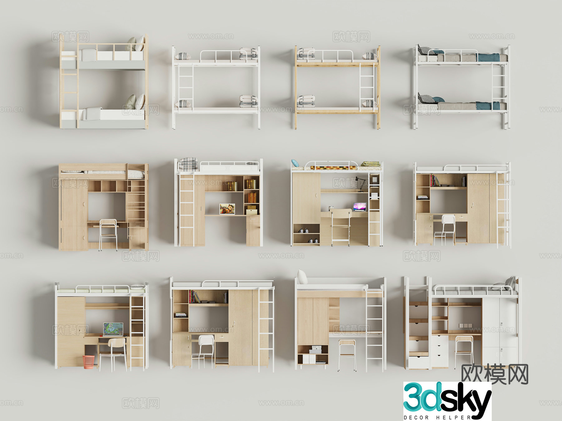 Modern beds bunks beds tables beds beds beds beds beds bunks beds 3D models