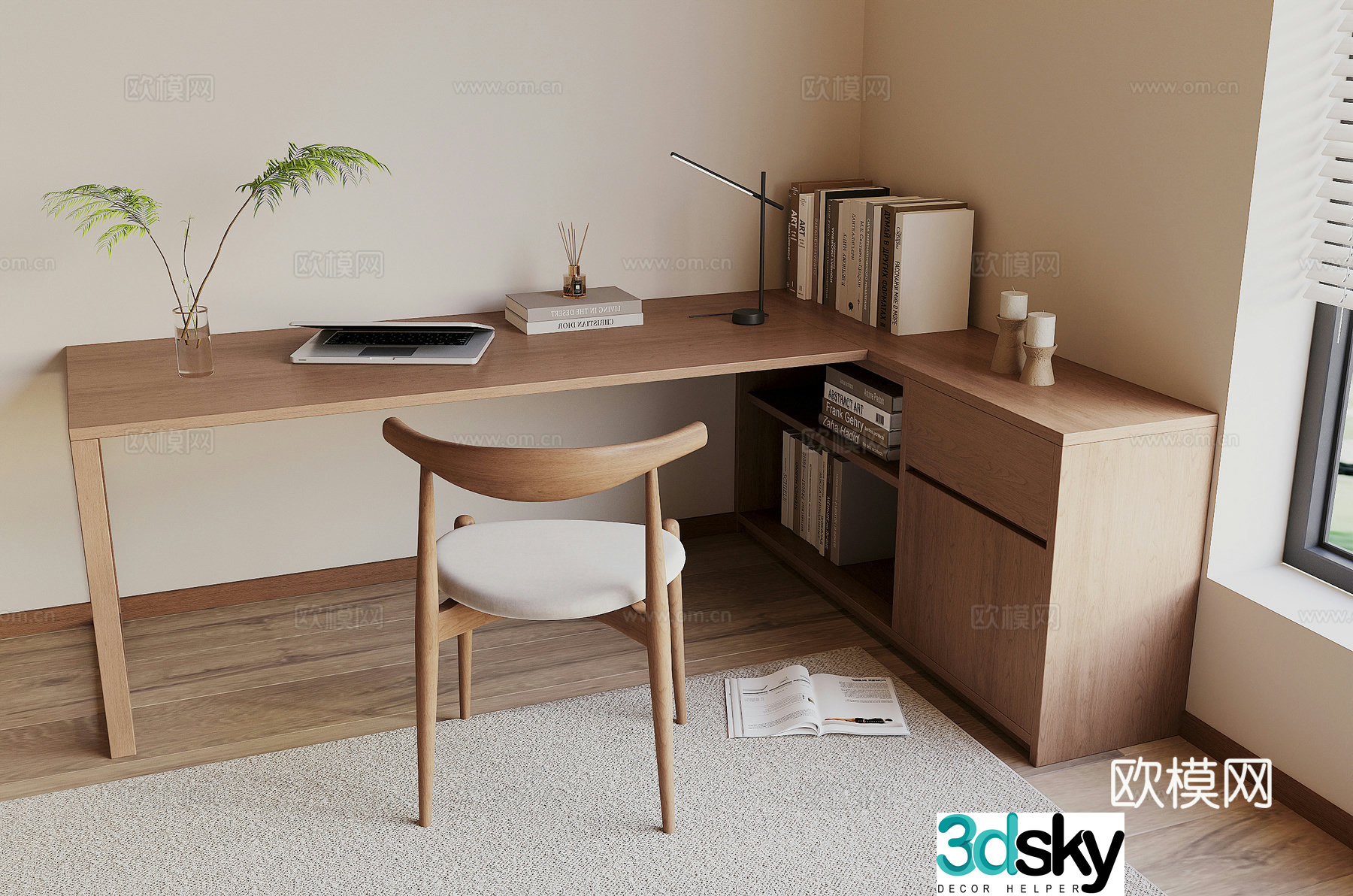 Modern desk and chair 3d model