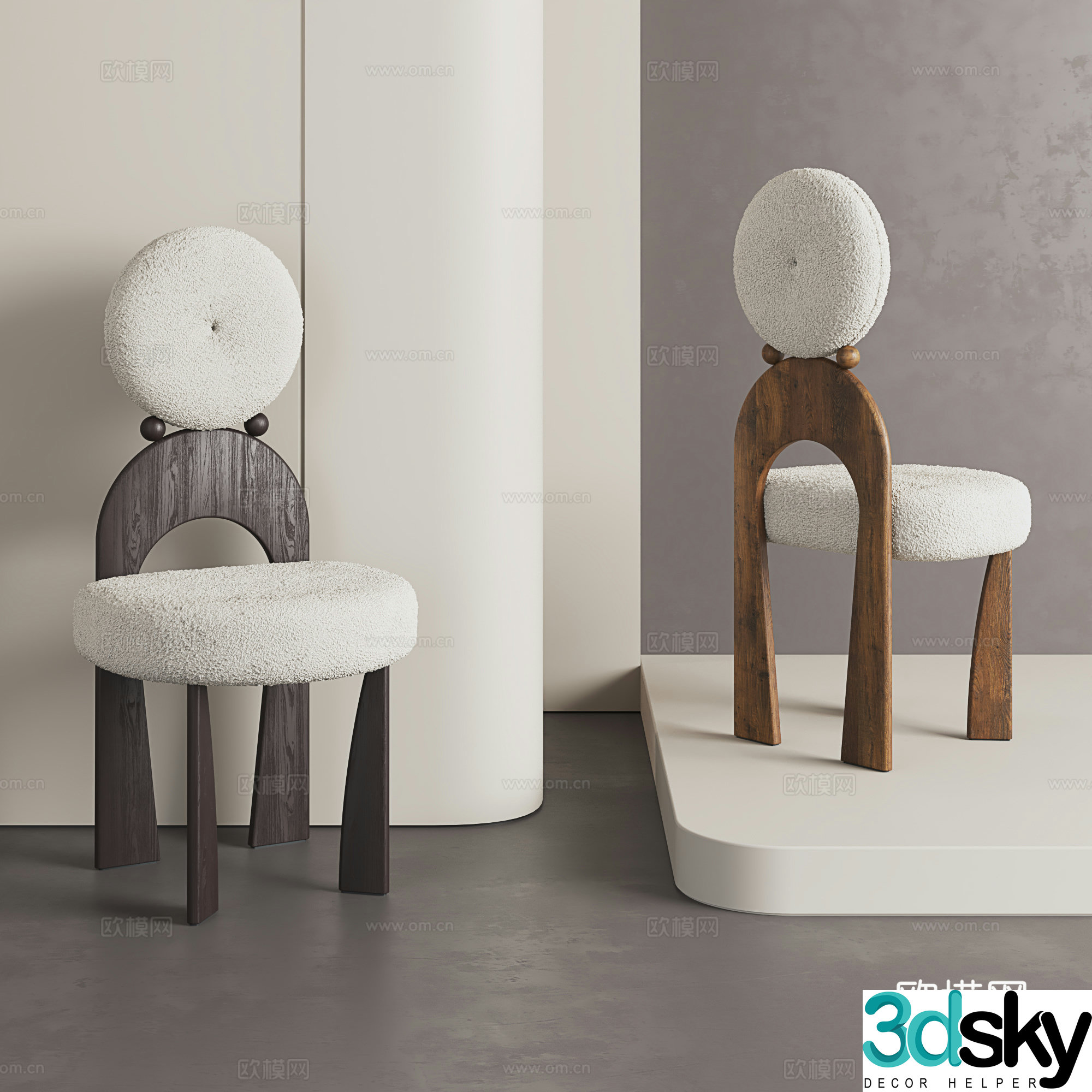 Wasabi style dining chair Solid wood dining chair Medium style dressing stool Retro style chair Single chair 3D model