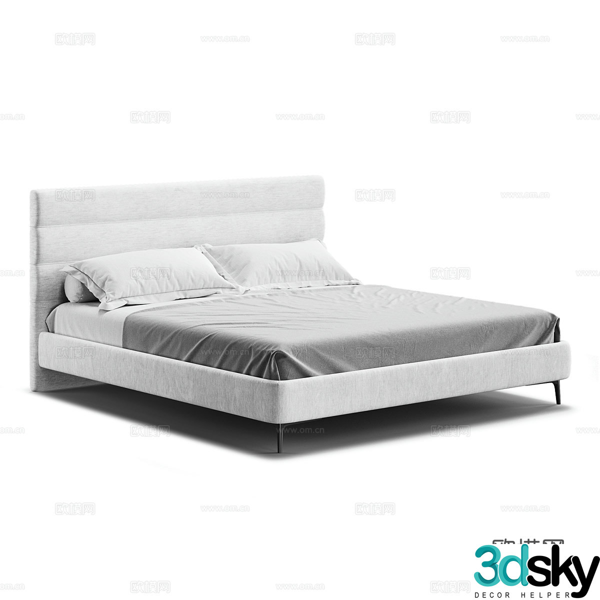 Modern simple double bed Double bed Simple bed Bedroom bed Pillow 3D model