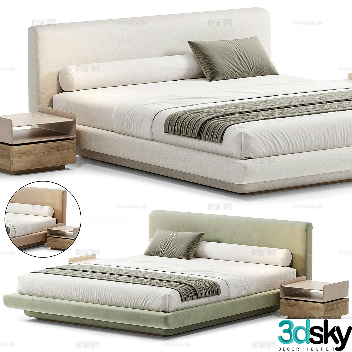 Modern Italian Universal fabric double bed 3D model