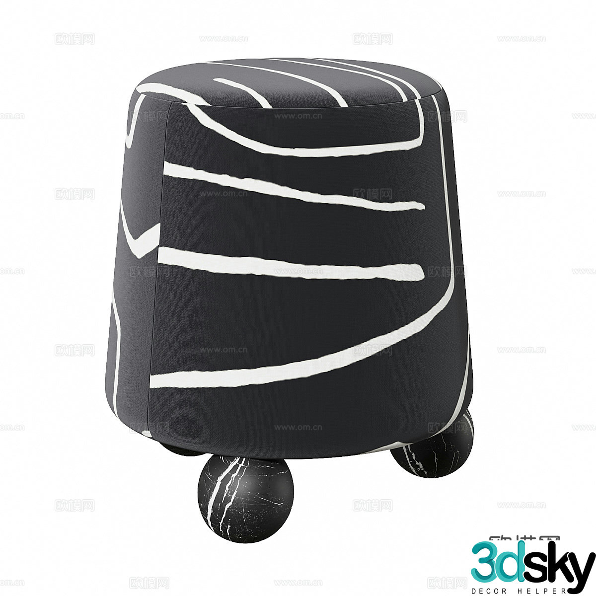 Modern Cream Style Isac Stool 3d Model