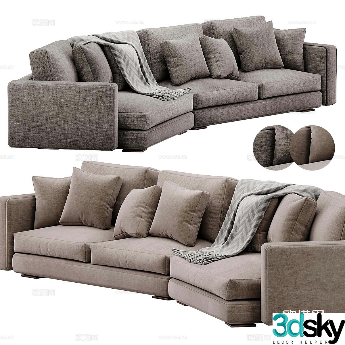 Modern Italian Bordeaux sofa 3d model