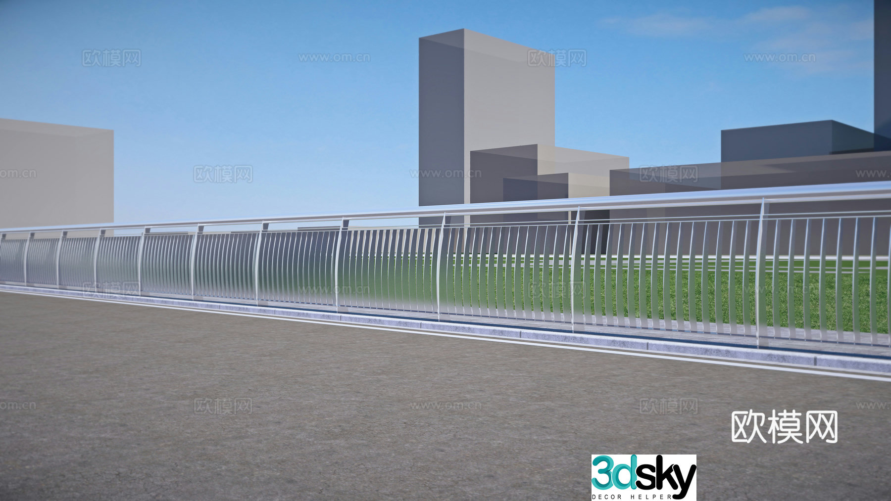 Modern metal guardrail 3d model