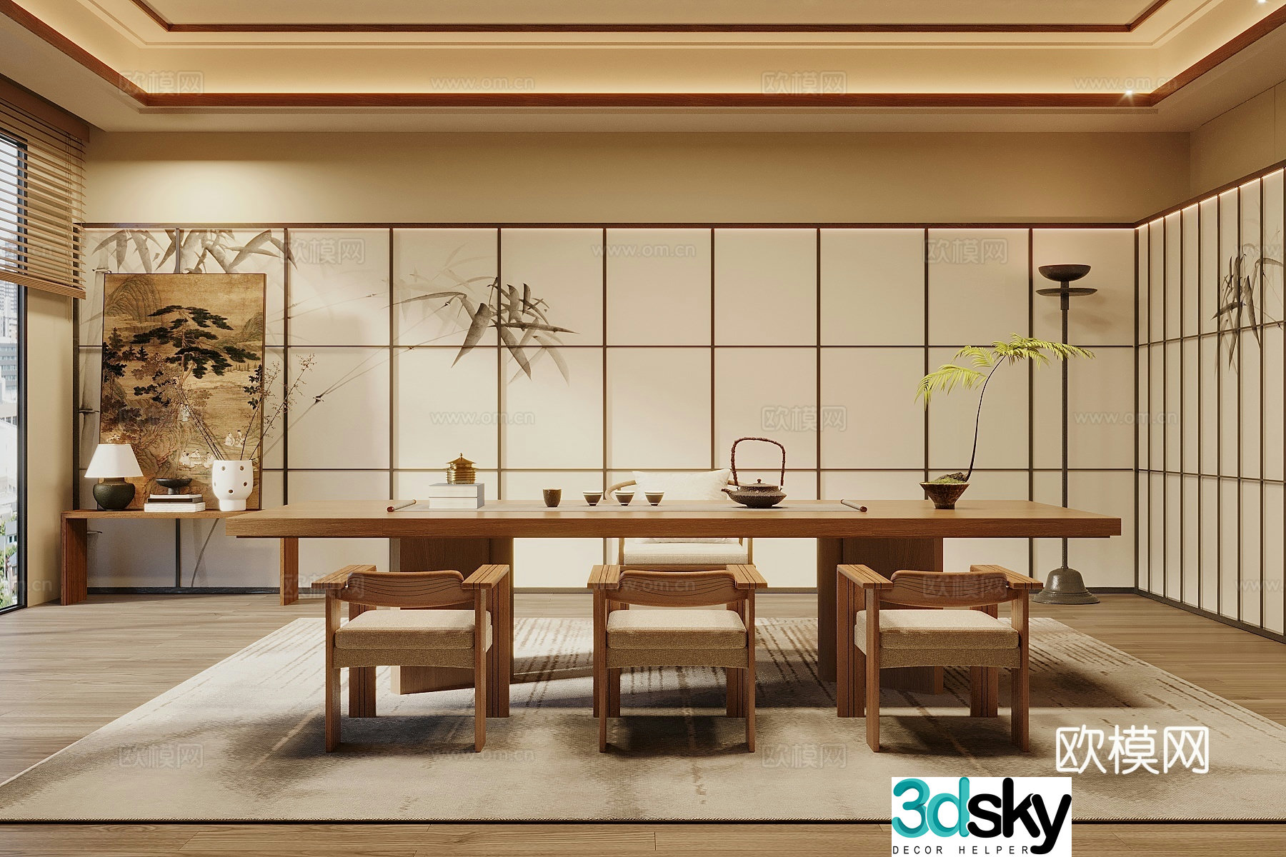 Song style tea room New stroke tea room Song style tea table and chair Tea table and chair combination 3D model