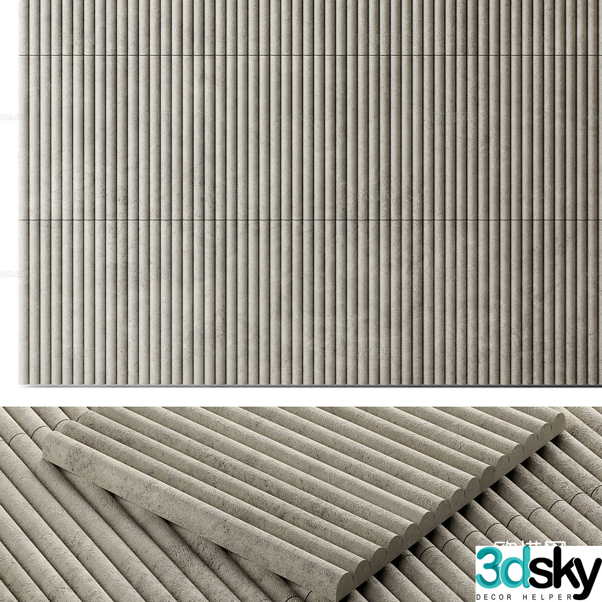 Modern Italian LUSSO grooved cement wall tiles 3D model
