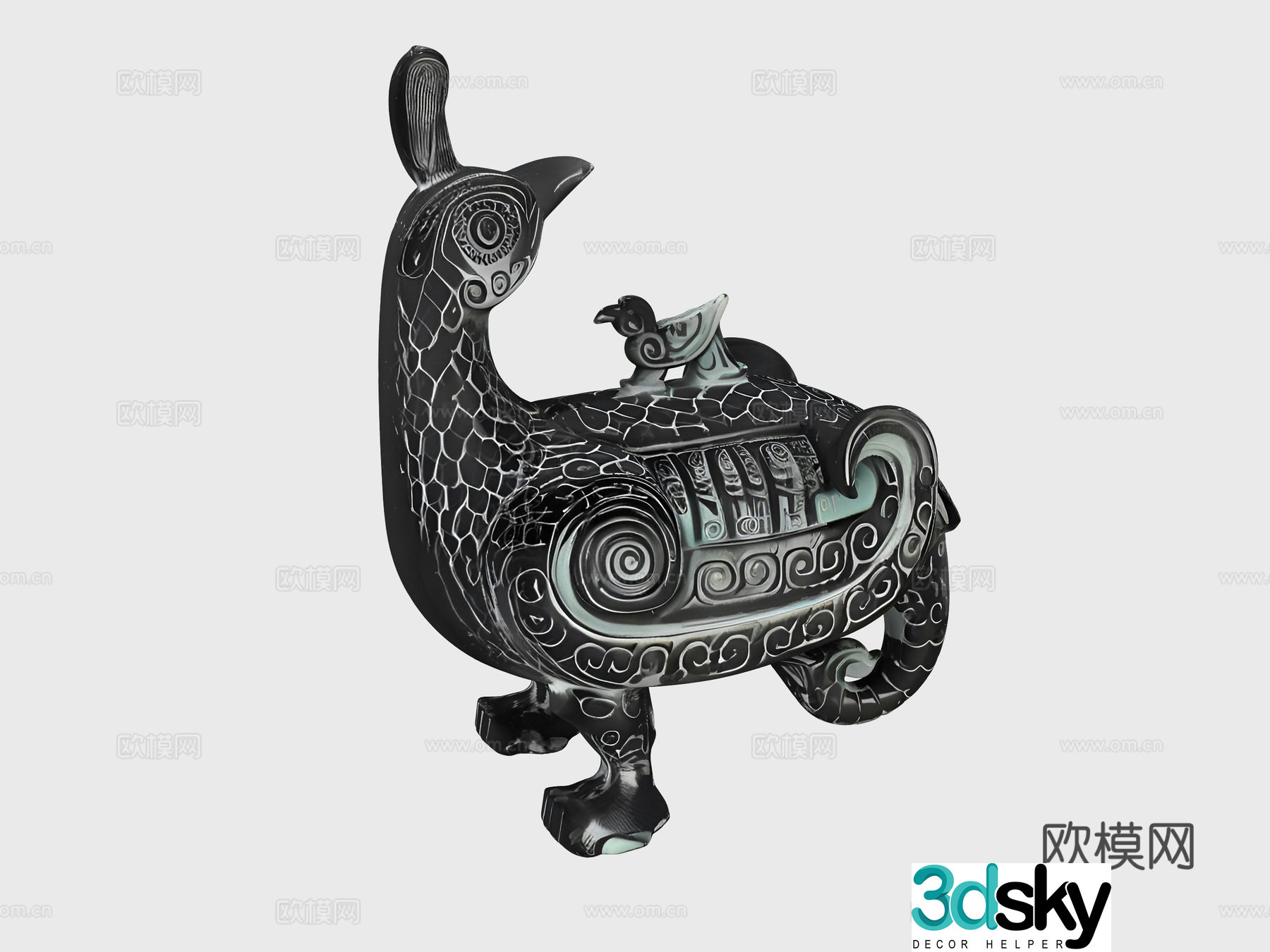 Sanxingdui bronze ware antique cultural relics dolls birds Sichuan elements Sichuan opera cover bowl tea 3d model