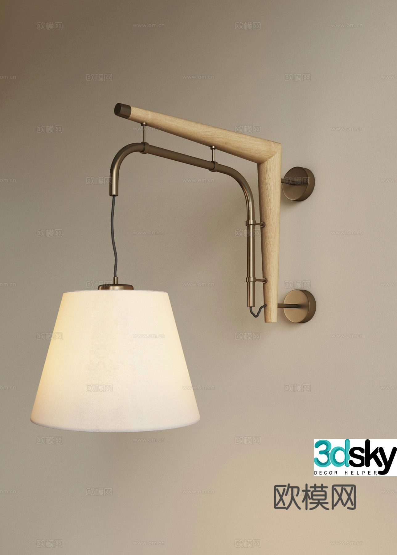 New Chinese style bedside wall lamp metal wall lamp living room wall lamp study wall lamp Zen wall lamp 3D model